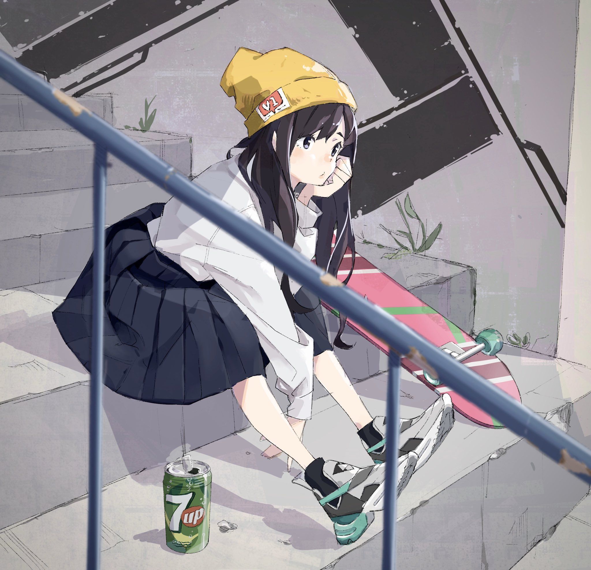 An anime girl skateboarding, doing tricks in the half | Stable Diffusion |  OpenArt