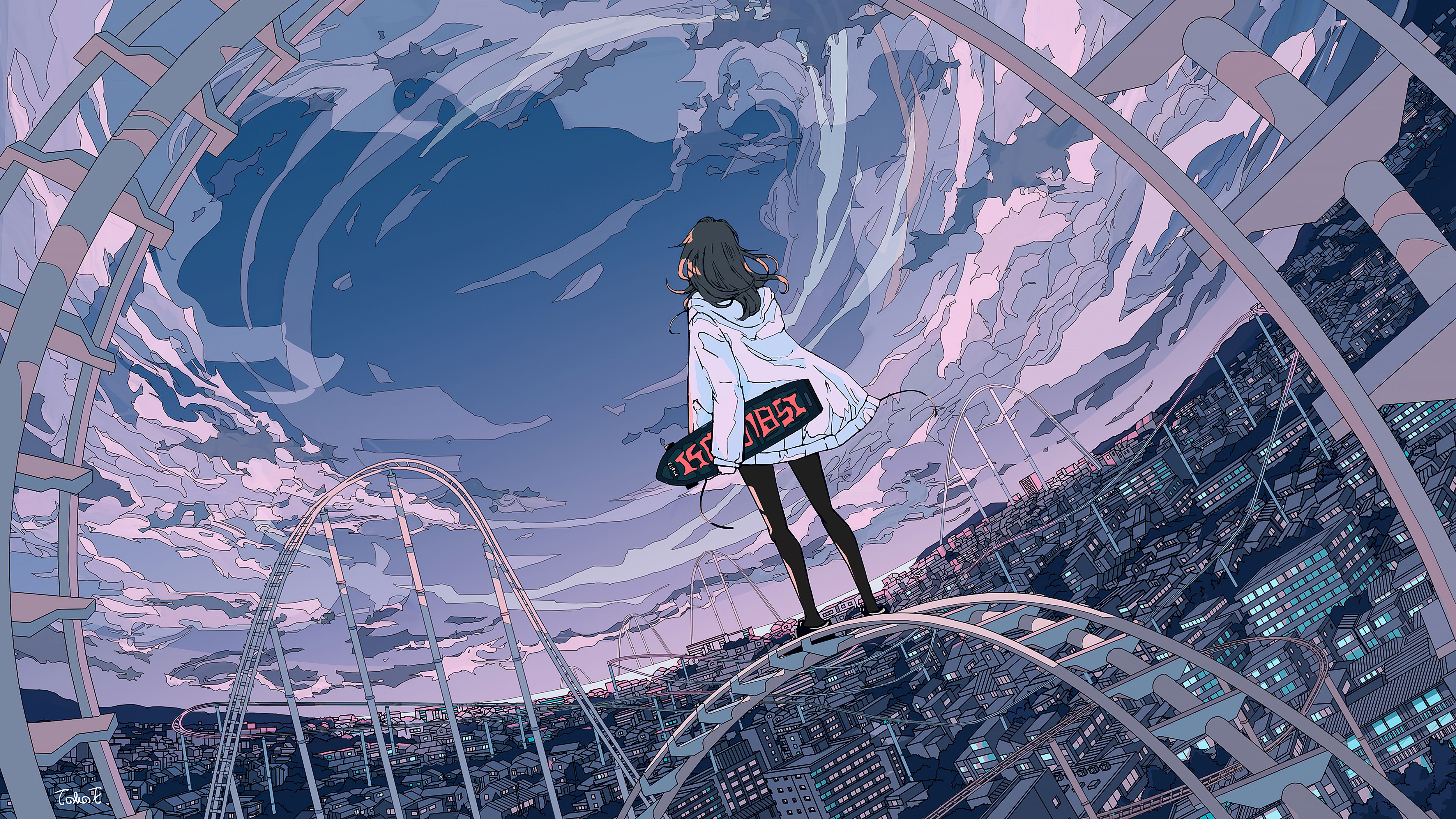 anime skater girl background