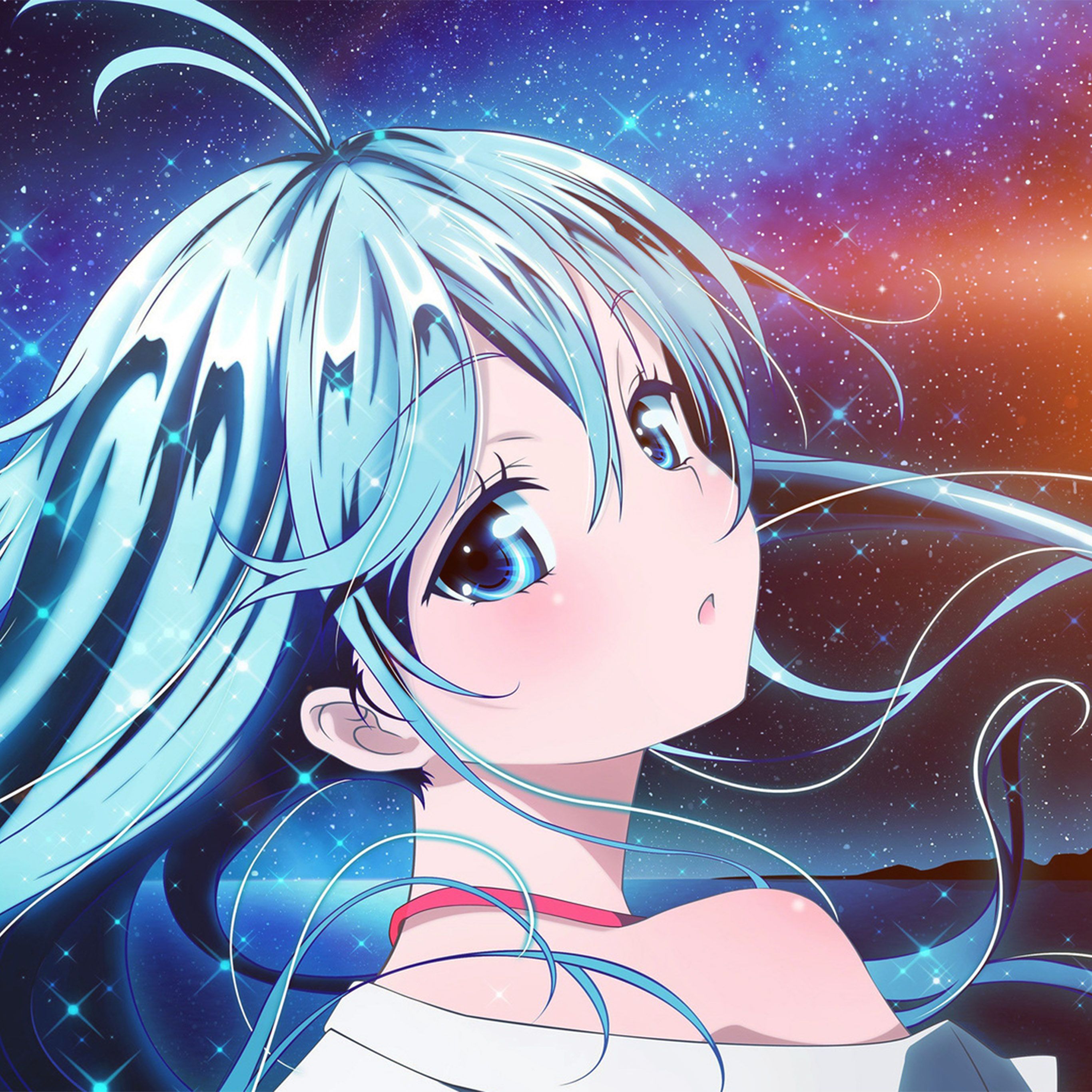 Anime Girl Blue Beautiful Arum Art Illustration Flare Wallpaper