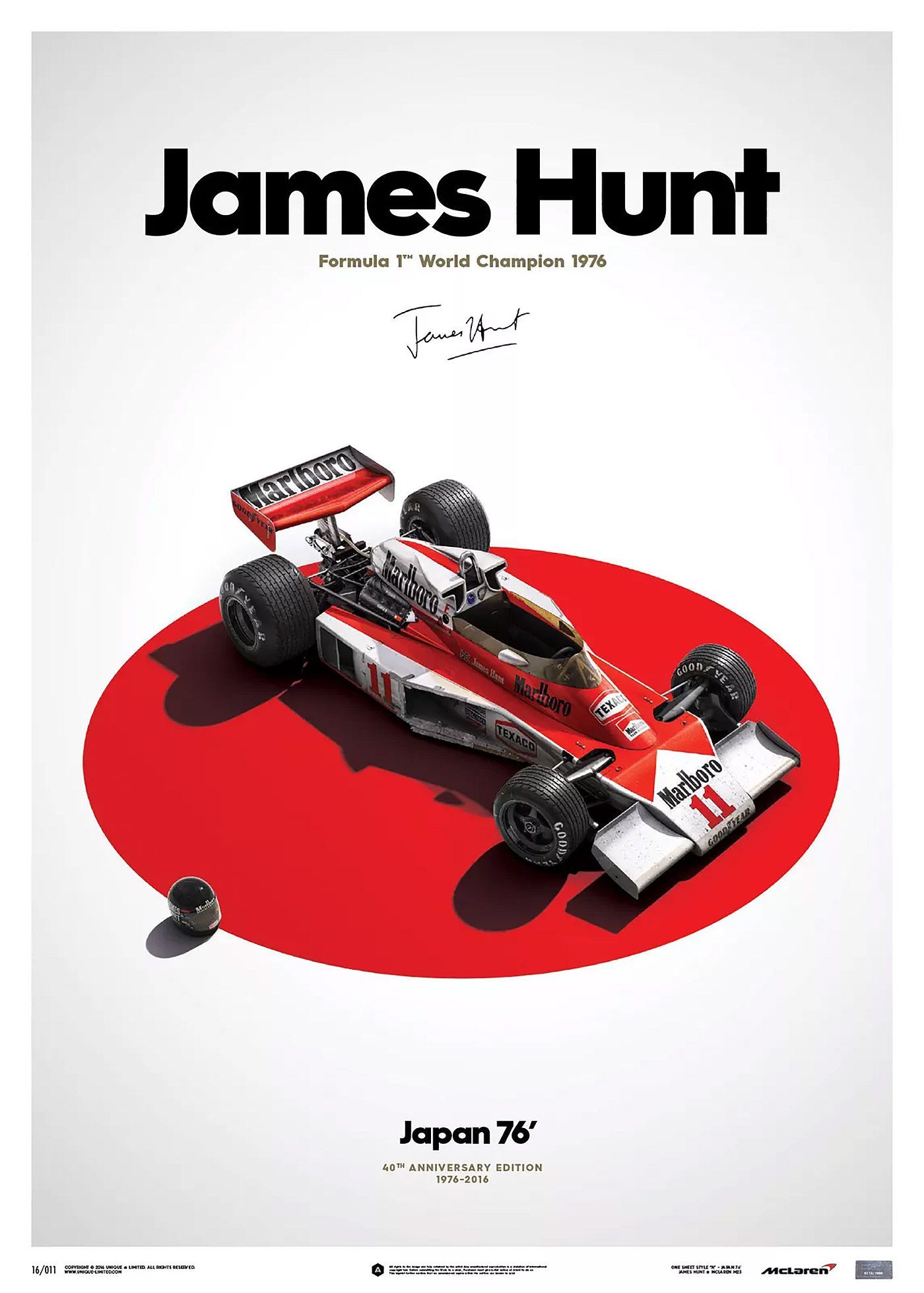 Formula 1 Artworks & Posters by Automobilist. Daily design inspiration for creatives. Inspiration Grid. Formula 1, James hunt, Mclaren formula 1