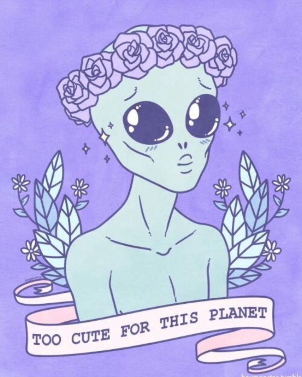 alien, alternative, background, blue, cute, kawaii, pastel, pastel goth, pink, planet, purple, so cute, wallpaper, alien art