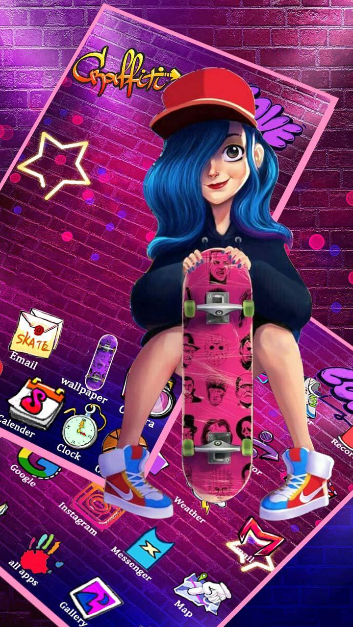 anime skater girl background