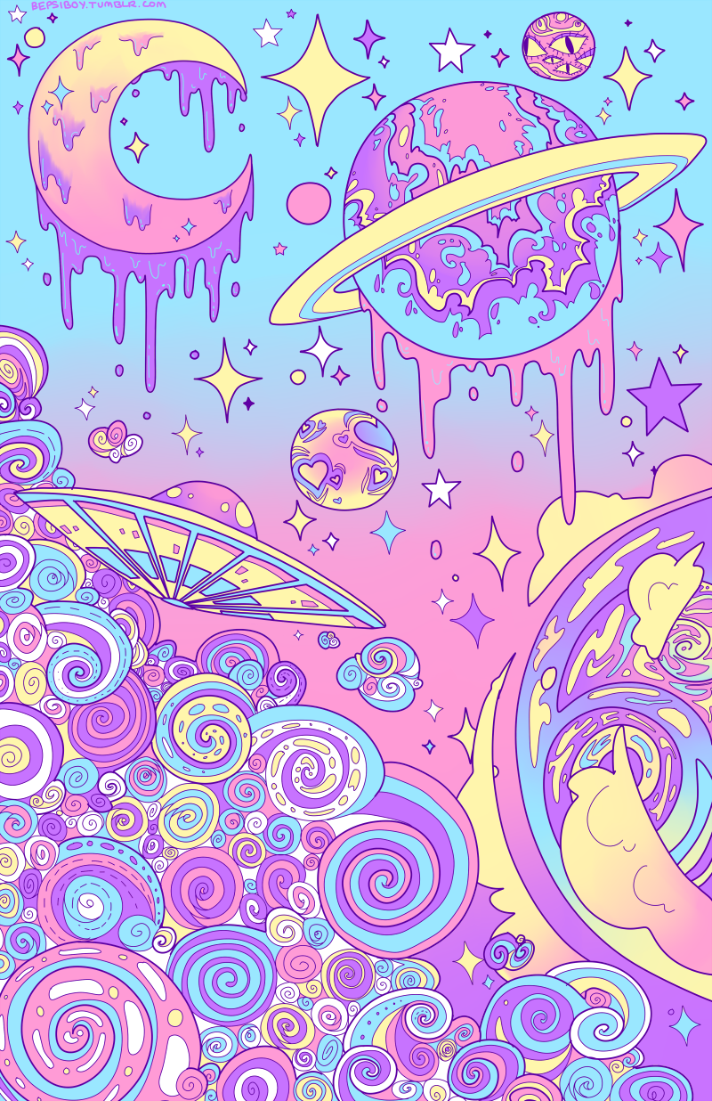 Pastel Goth Kawaii Space Wallpapers.
