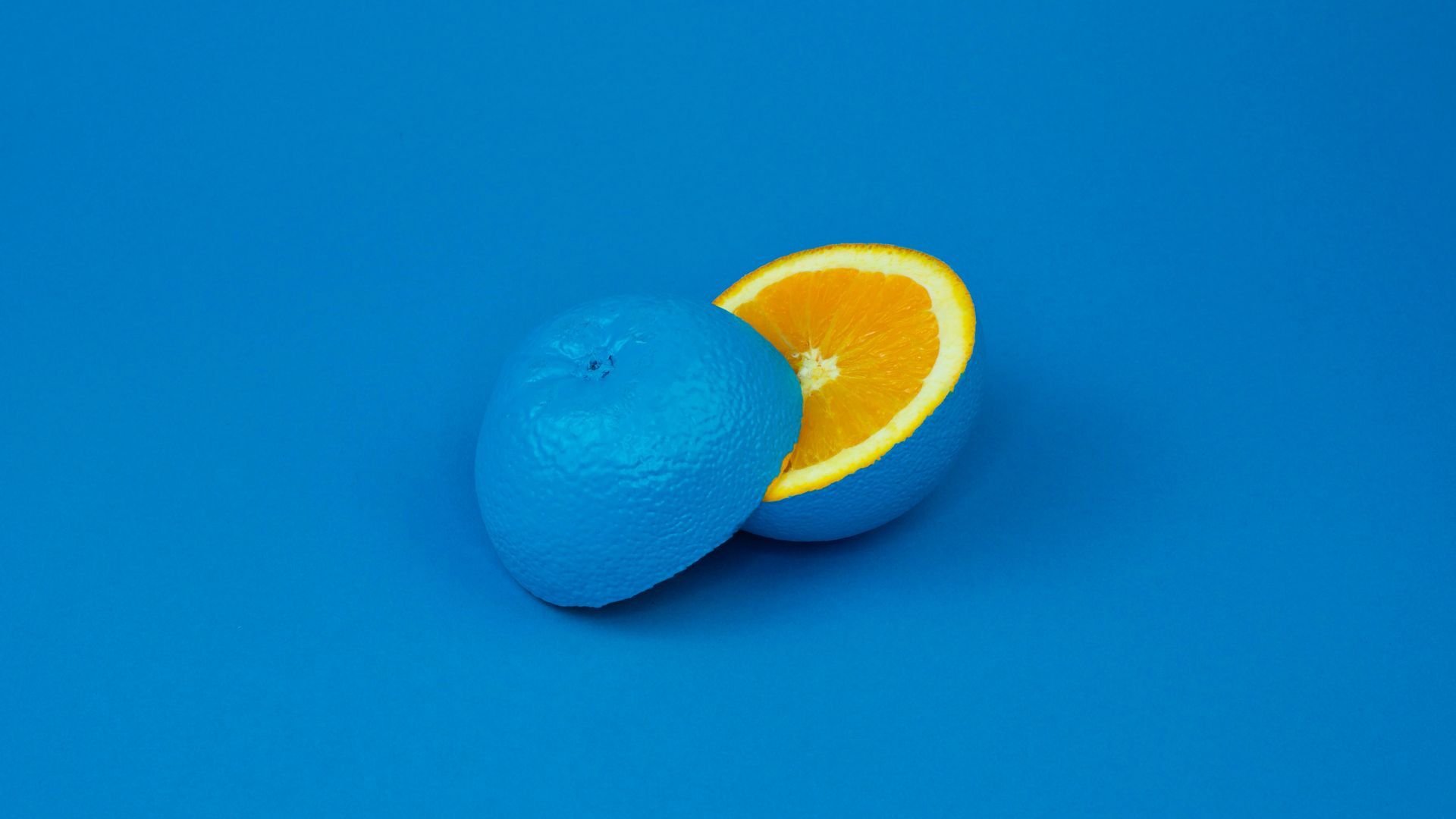 Blue Background and Orange Art Minimal HD Wallpaper