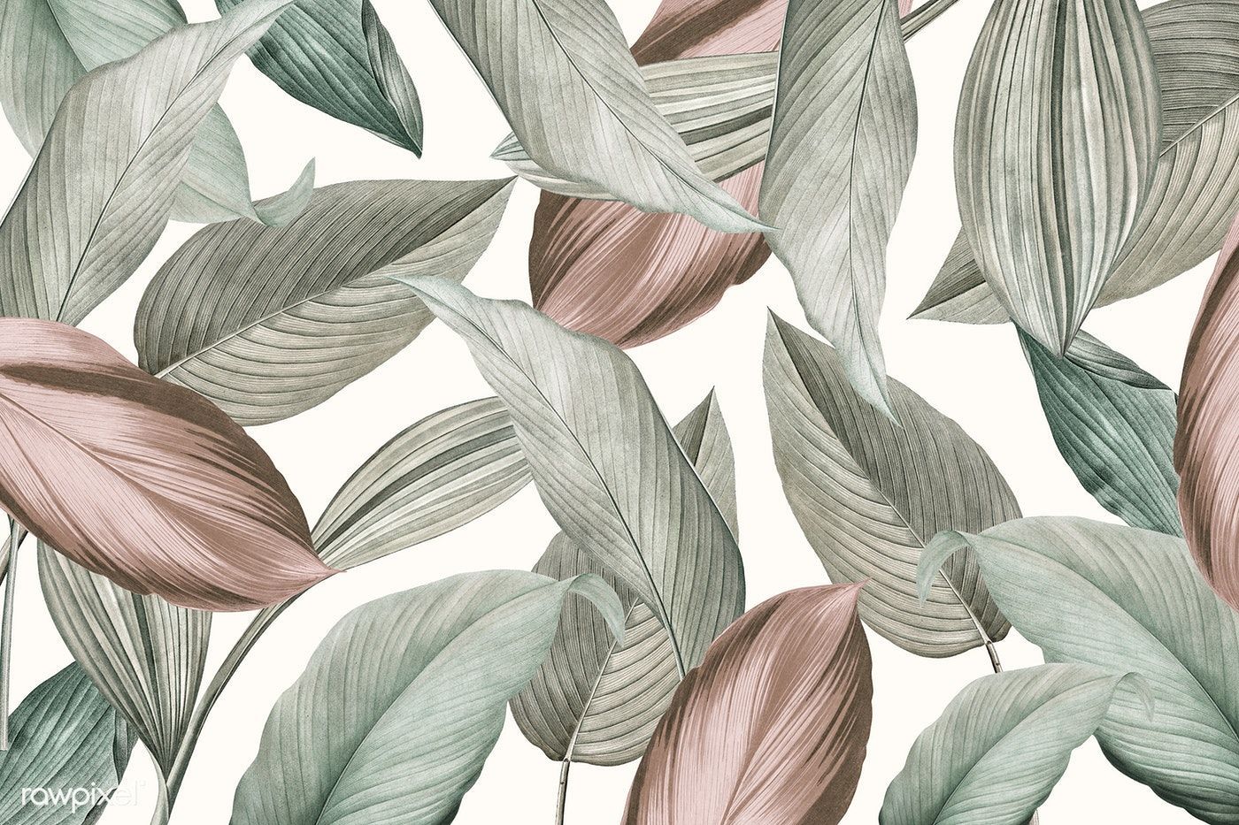 Download premium illustration of Green tropical leaves patterned. Tropical leaves pattern, Aesthetic desktop wallpaper, Leaf wallpaper