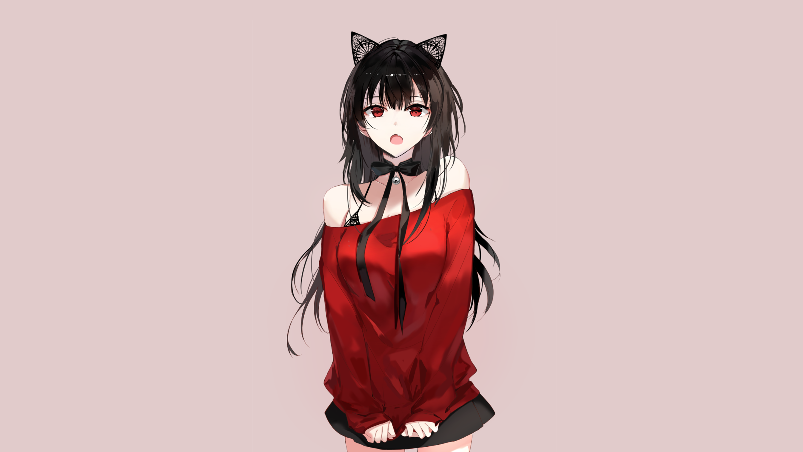 Red Eyes, Long Hair, Skirt, Black Hair, Girl, Anime, Original (Anime) wallpaper. Mocah.org HD Desktop Wallpaper