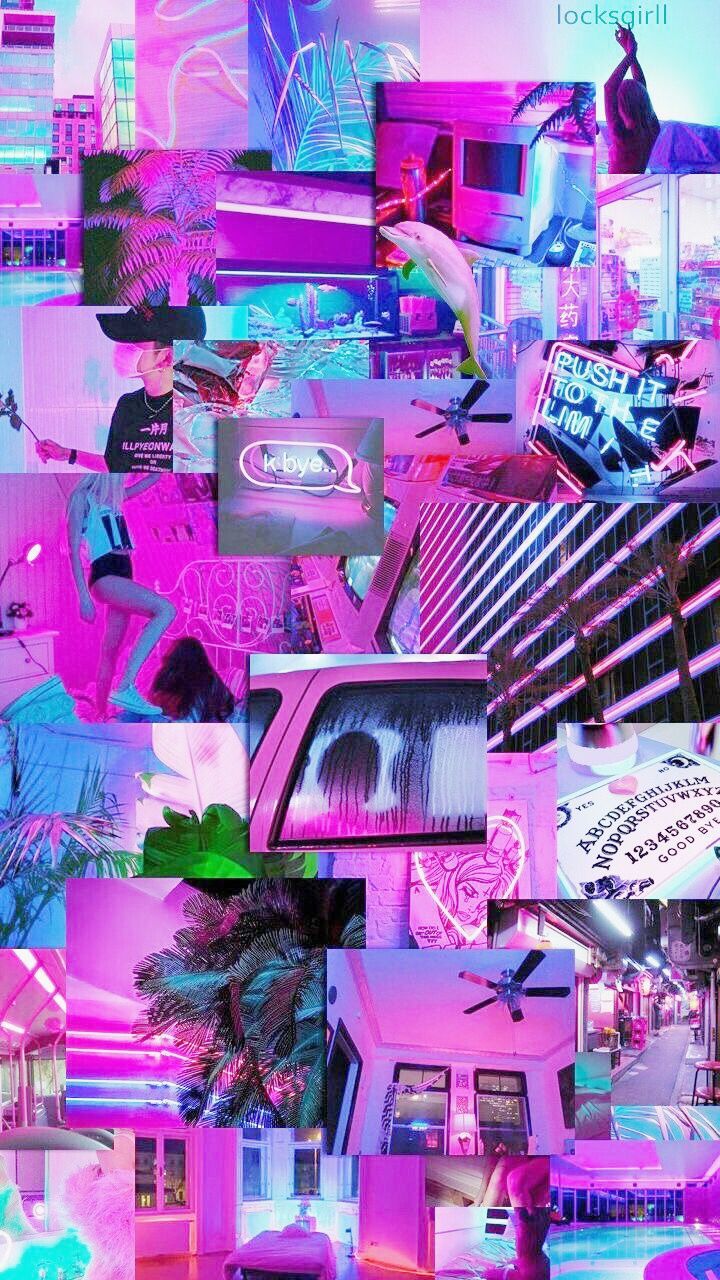 Neon Purple Aesthetic Collage