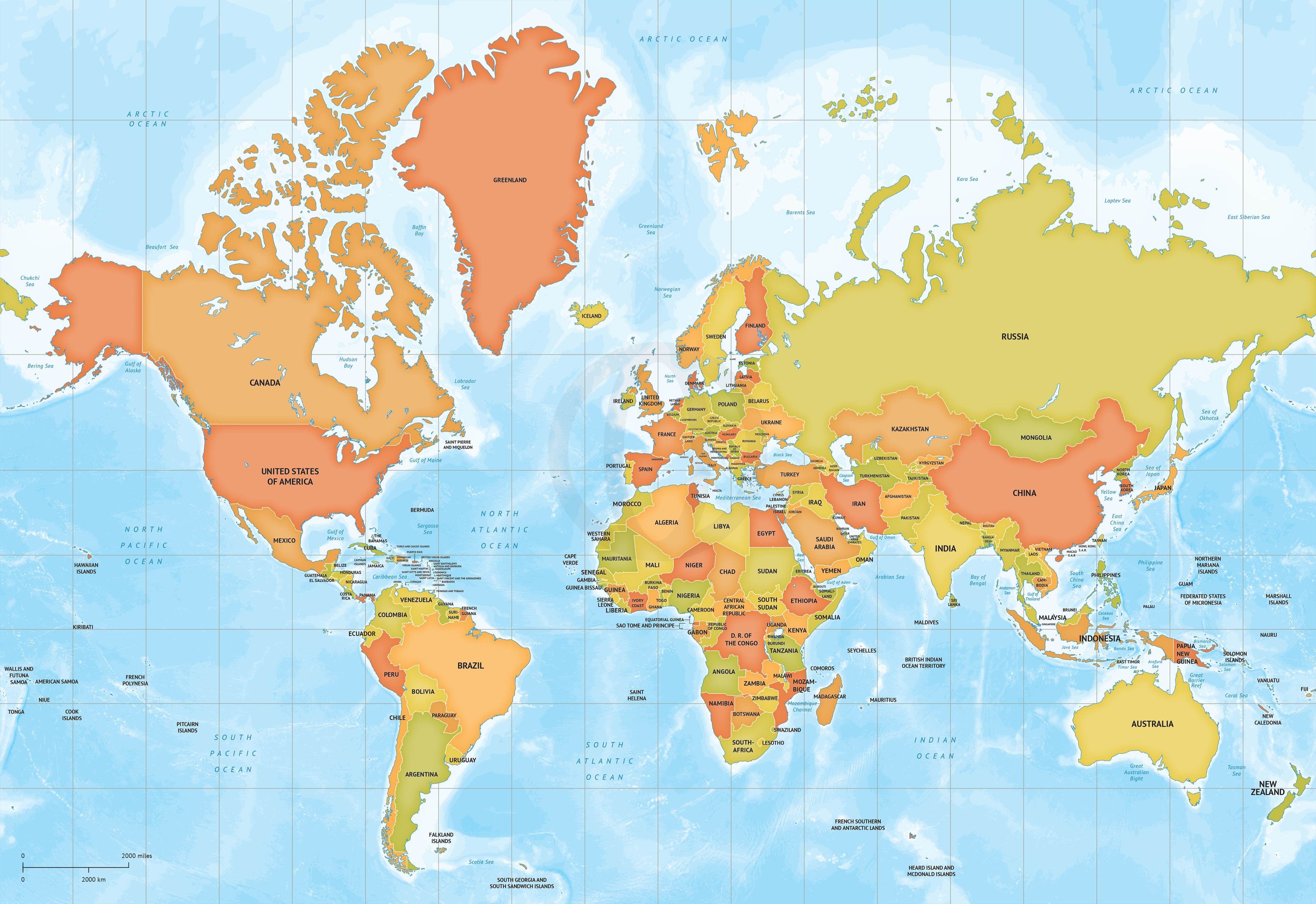 World Map 1080P Pdf High Resolution Picture Of World Map High Quality World Map Wallpaper Europe Map Download High R. Color world map, World map picture, Asia map