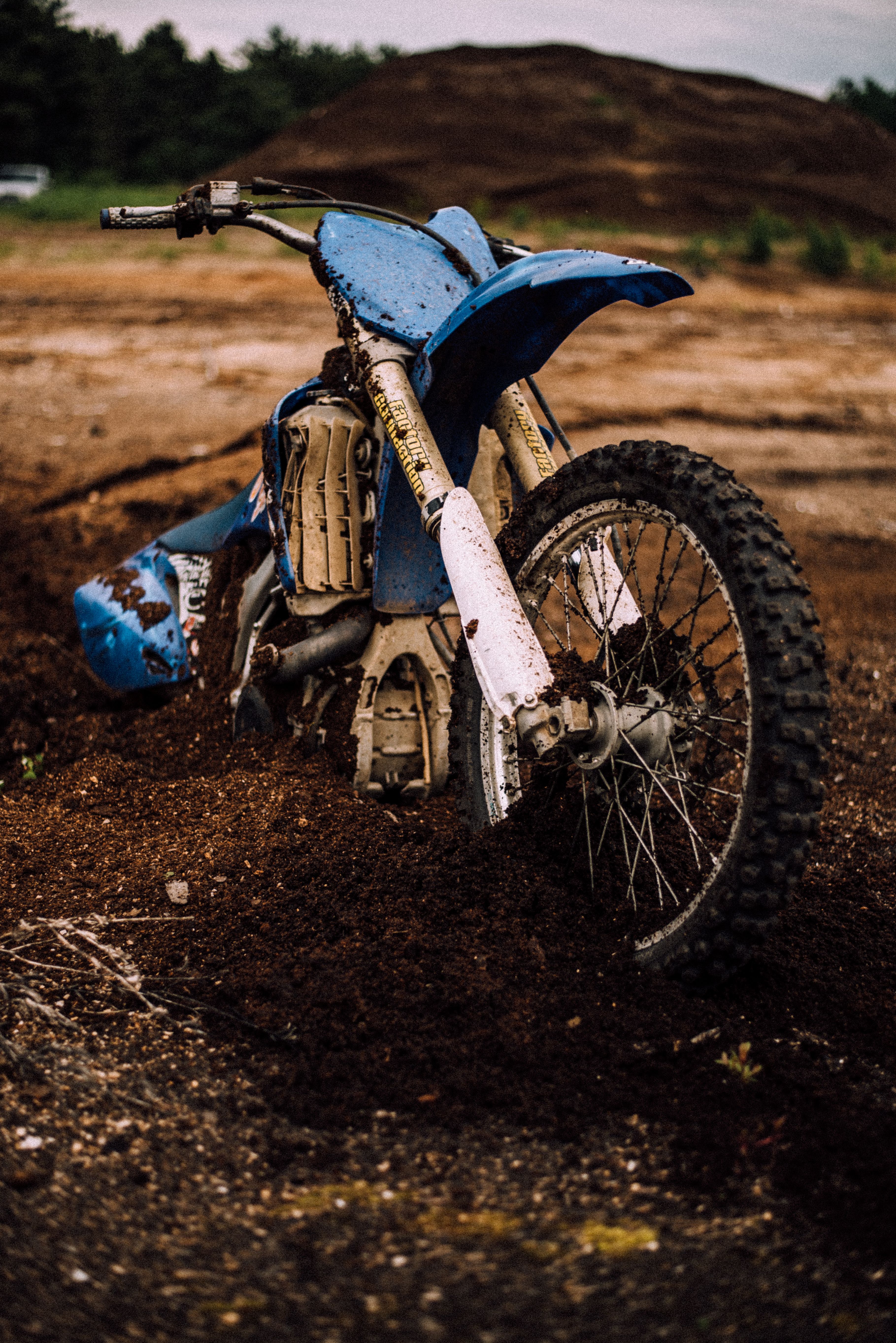Blue Motocross Dirt Bike on Mud · Free