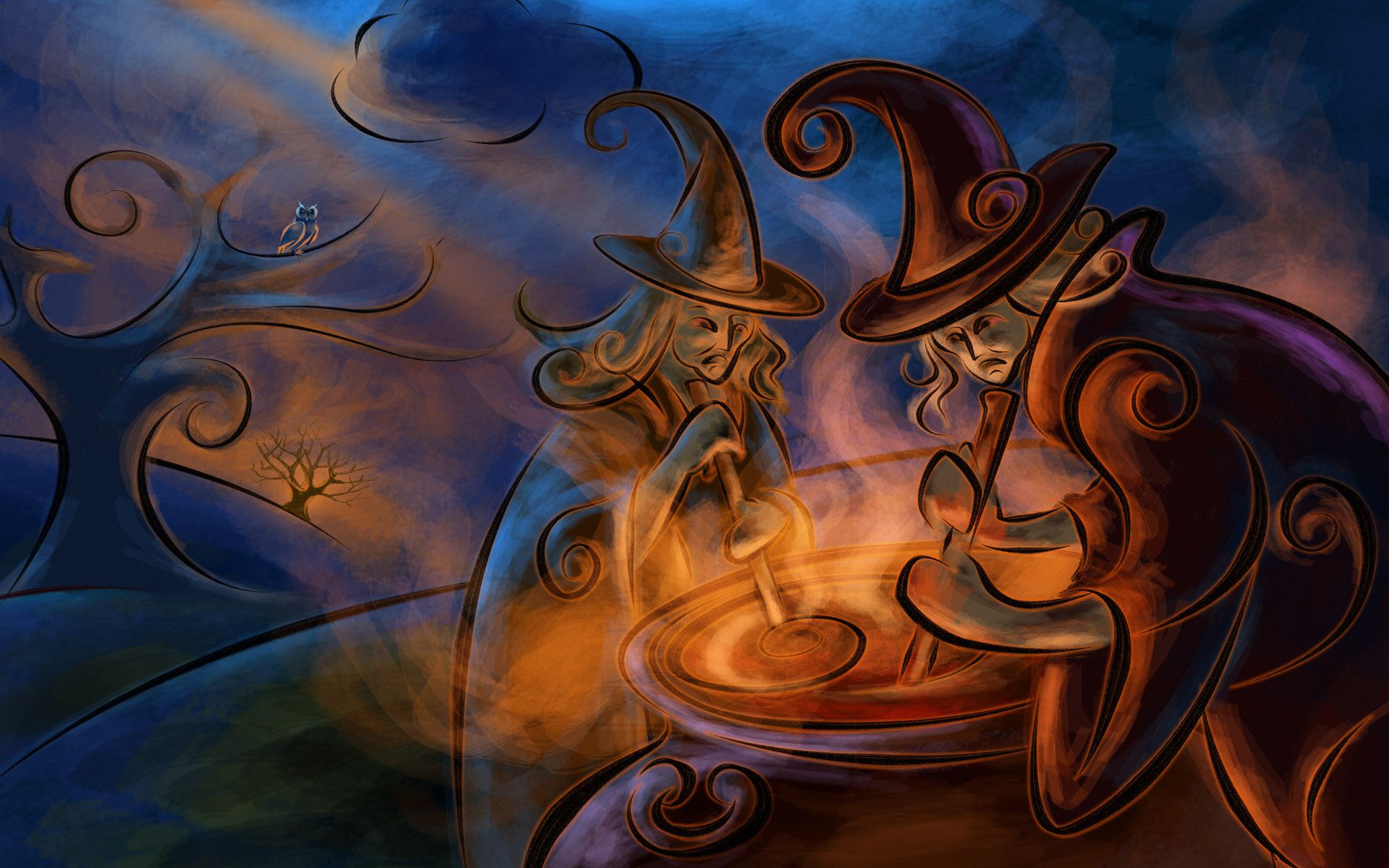 Halloween Witches picture art illustration Wallpaper Wallpaper 70480