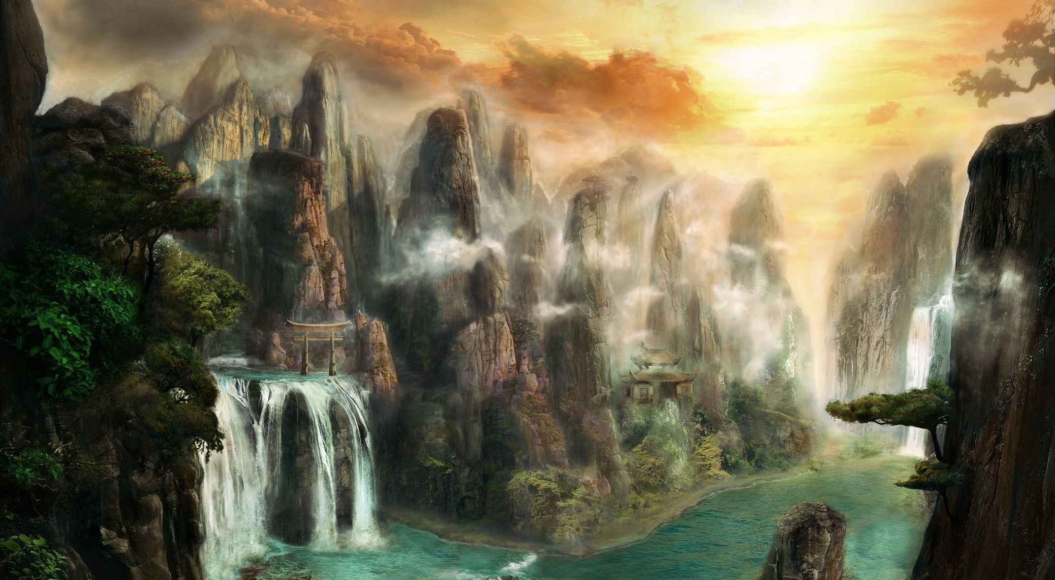 Fantasy Landscape Wallpaper HD Free Dowwnload. Fantasy landscape, Digital art fantasy, Fantasy art landscapes