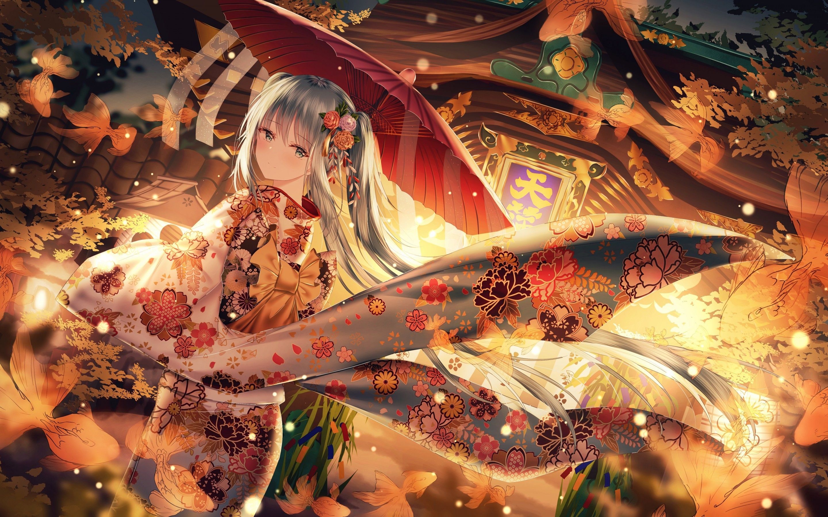 Download 2880x1800 Kimono, Hatsune Miku, Vocaloid, Autumn, Japanese Clothes Wallpaper for MacBook Pro 15 inch