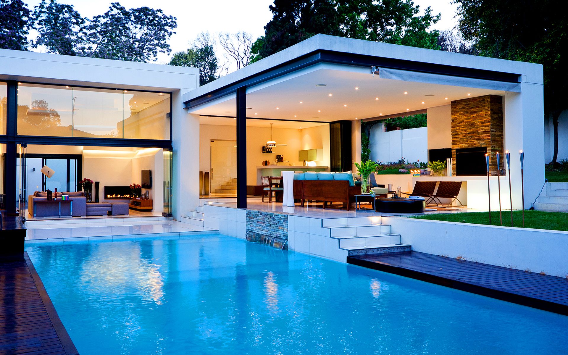 Luxury house with pool wallpaperx1200