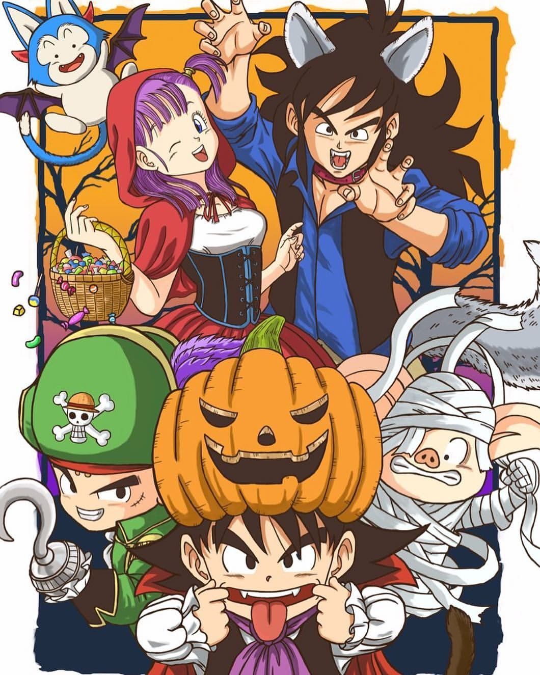 Dragon Ball Kid Goku & Moon Halloween Wallpapers for iPhone 4k