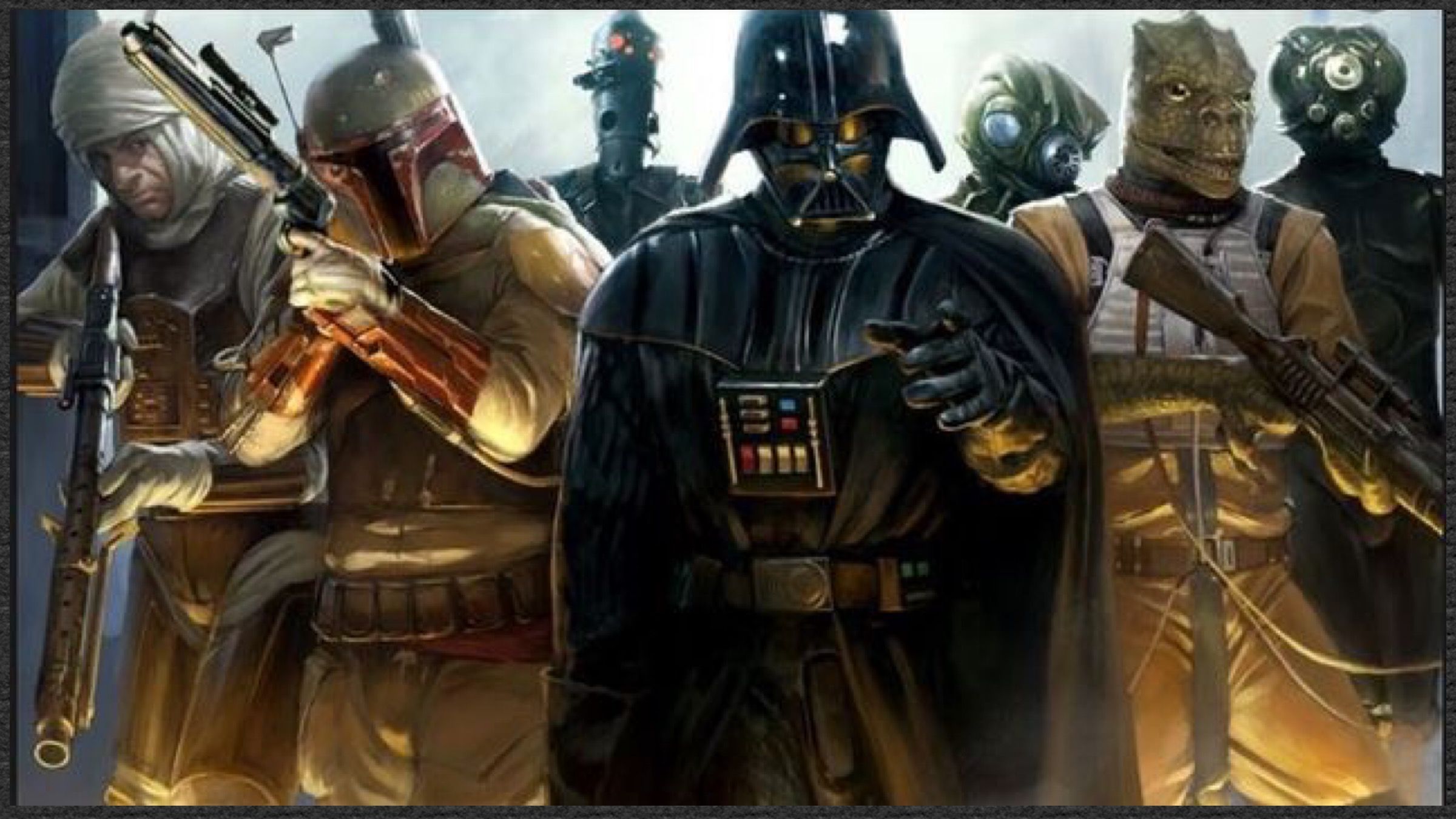 Star Wars Darth Vader and The Bounty Hunters. Star wars illustration, Star wars poster, Star wars wallpaper