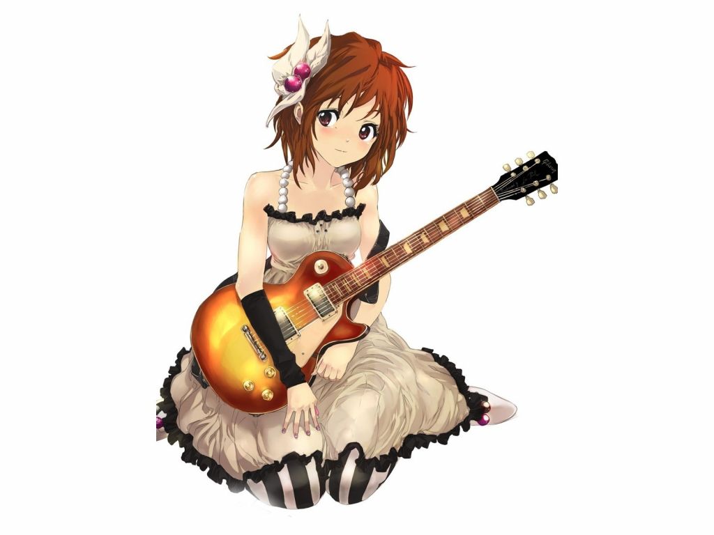 Desktop Wallpaper Guitar And Yui Hirasawa, K On!, Anime, Cute Anime Girl, HD Image, Picture, Background, A75894