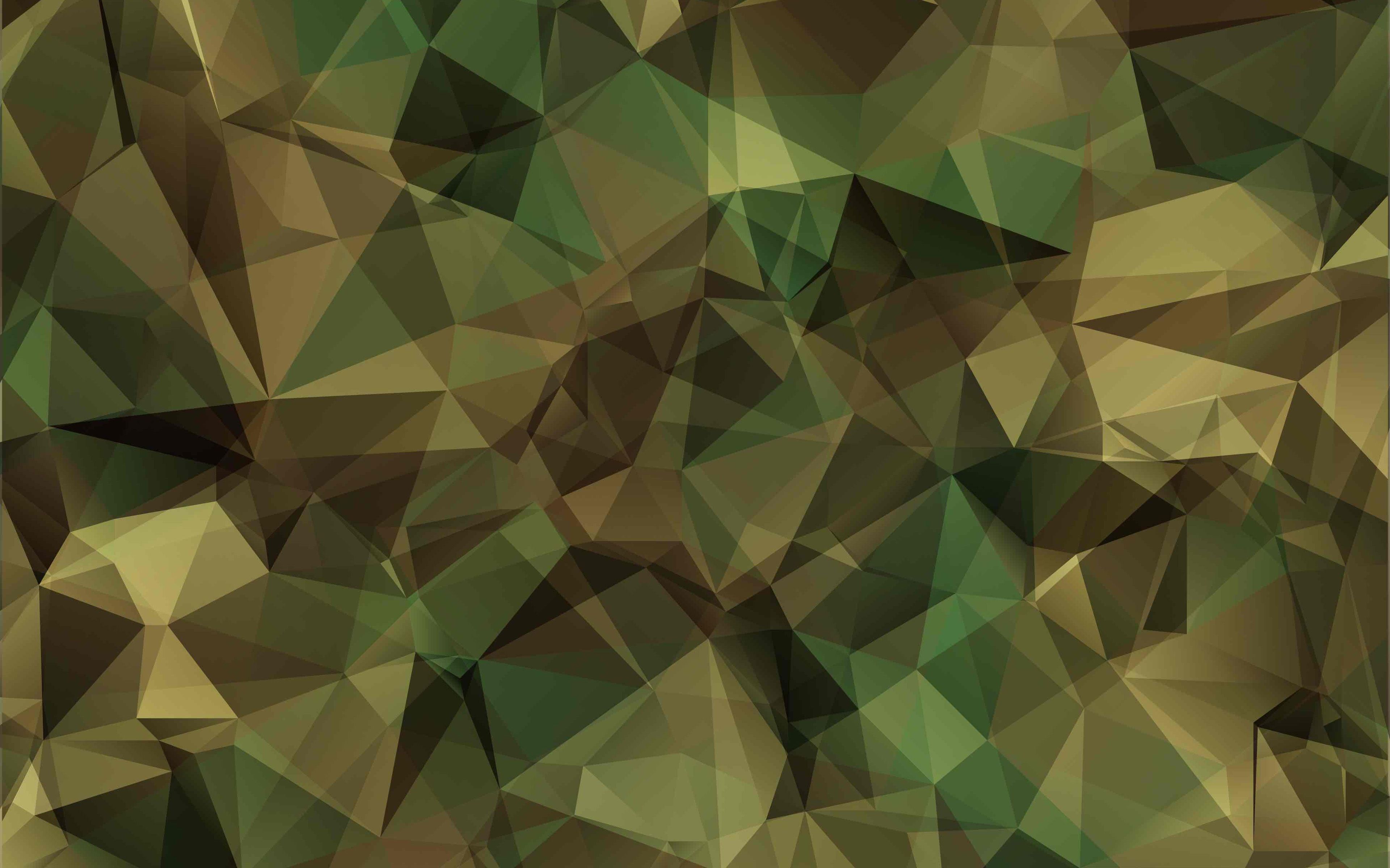 Download wallpaper low poly camouflage, 4k, camouflage background, green camouflage, military abstract camouflage, green background, camouflage textures, low poly art, camouflage pattern for desktop with resolution 3840x2400. High Quality HD