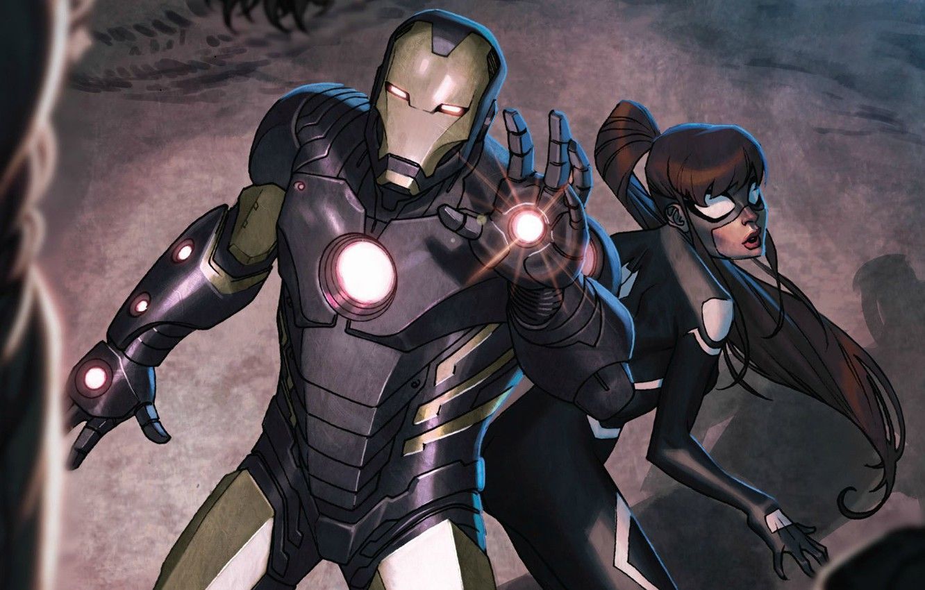 Wallpaper Iron Man, Marvel Comics, Tony Stark, Anya Corazon, Spider Girl Image For Desktop, Section фантастика
