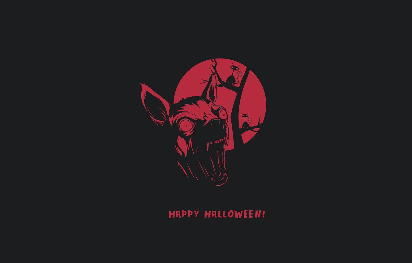 Wallpaper wolf, monster, minimalism, monster, minimalism, wolf, Happy Halloween, happy halloween, evil cat, angry cat image for desktop, section минимализм