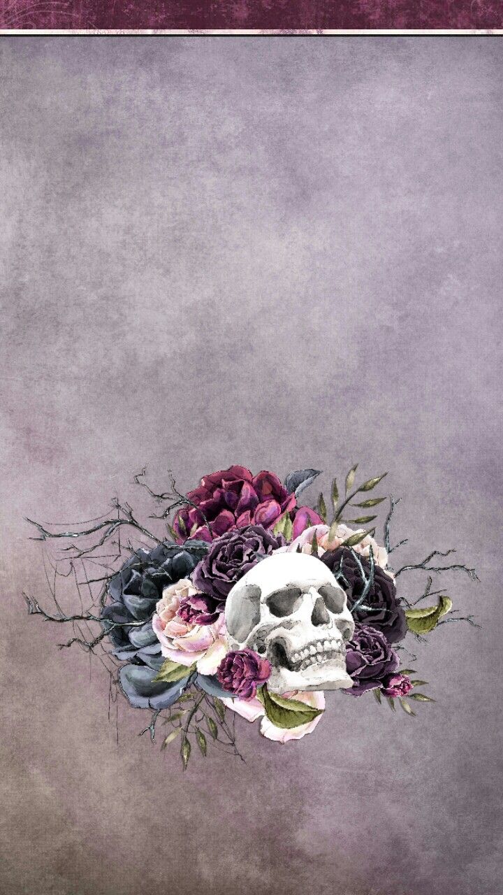skull and flowers background