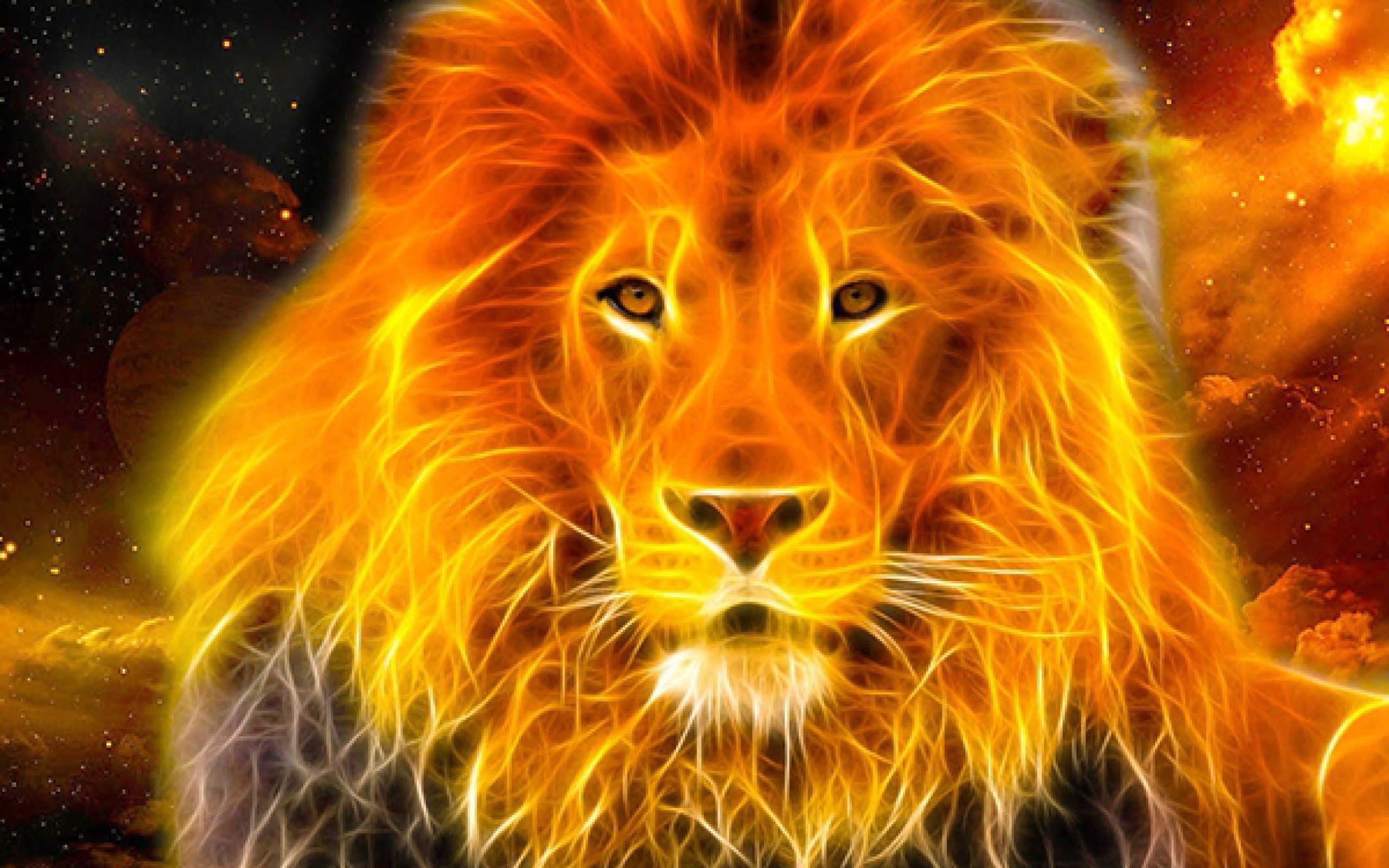 Download 2560x1600 Fire Lion Wallpaper