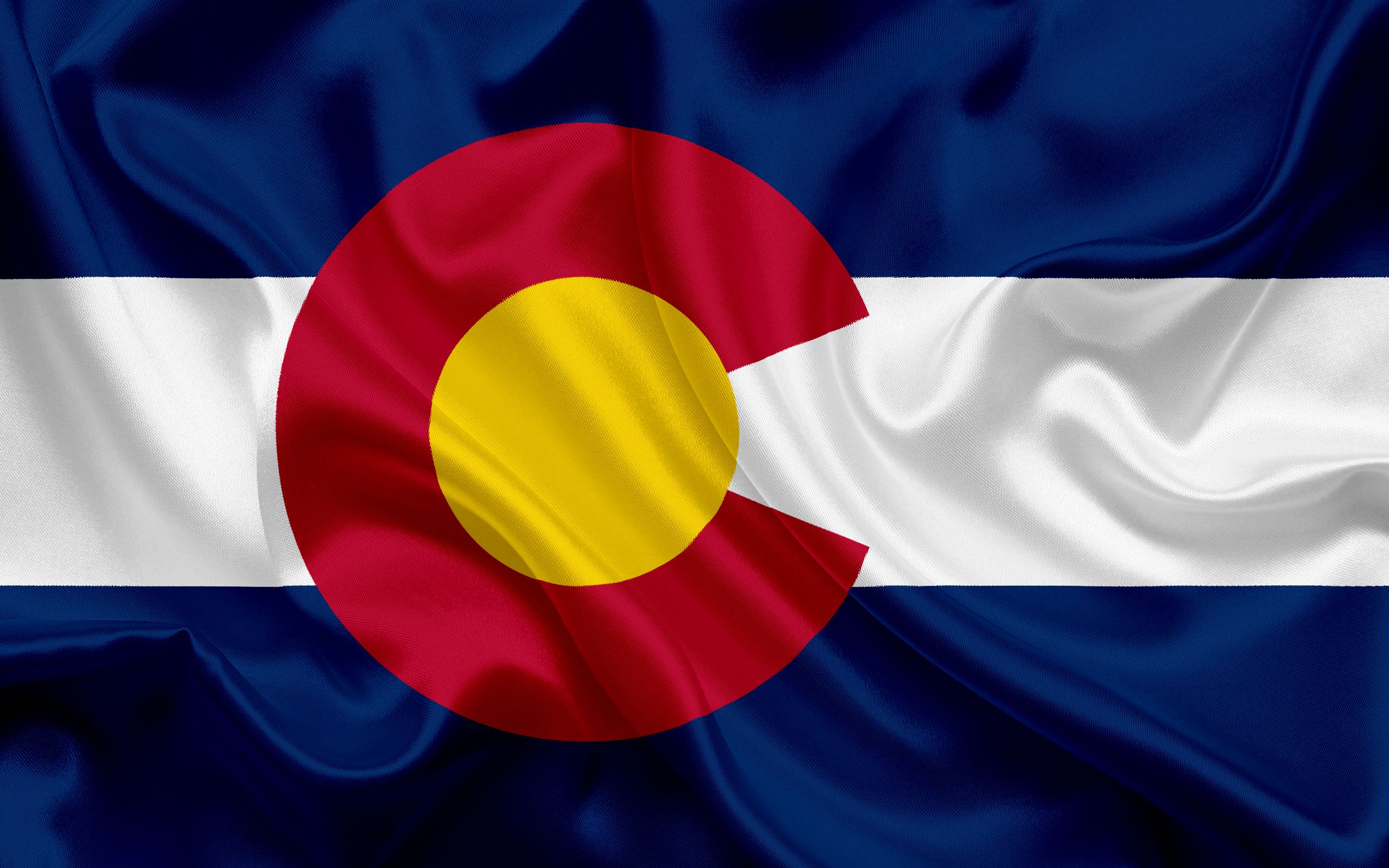 Download wallpaper Colorado Flag, flags of States, flag State of Colorado, USA, state Colorado, Blue silk for desktop with resolution 2560x1600. High Quality HD picture wallpaper