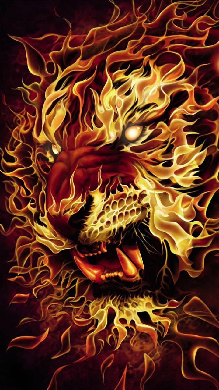 lion on fire wallpaper
