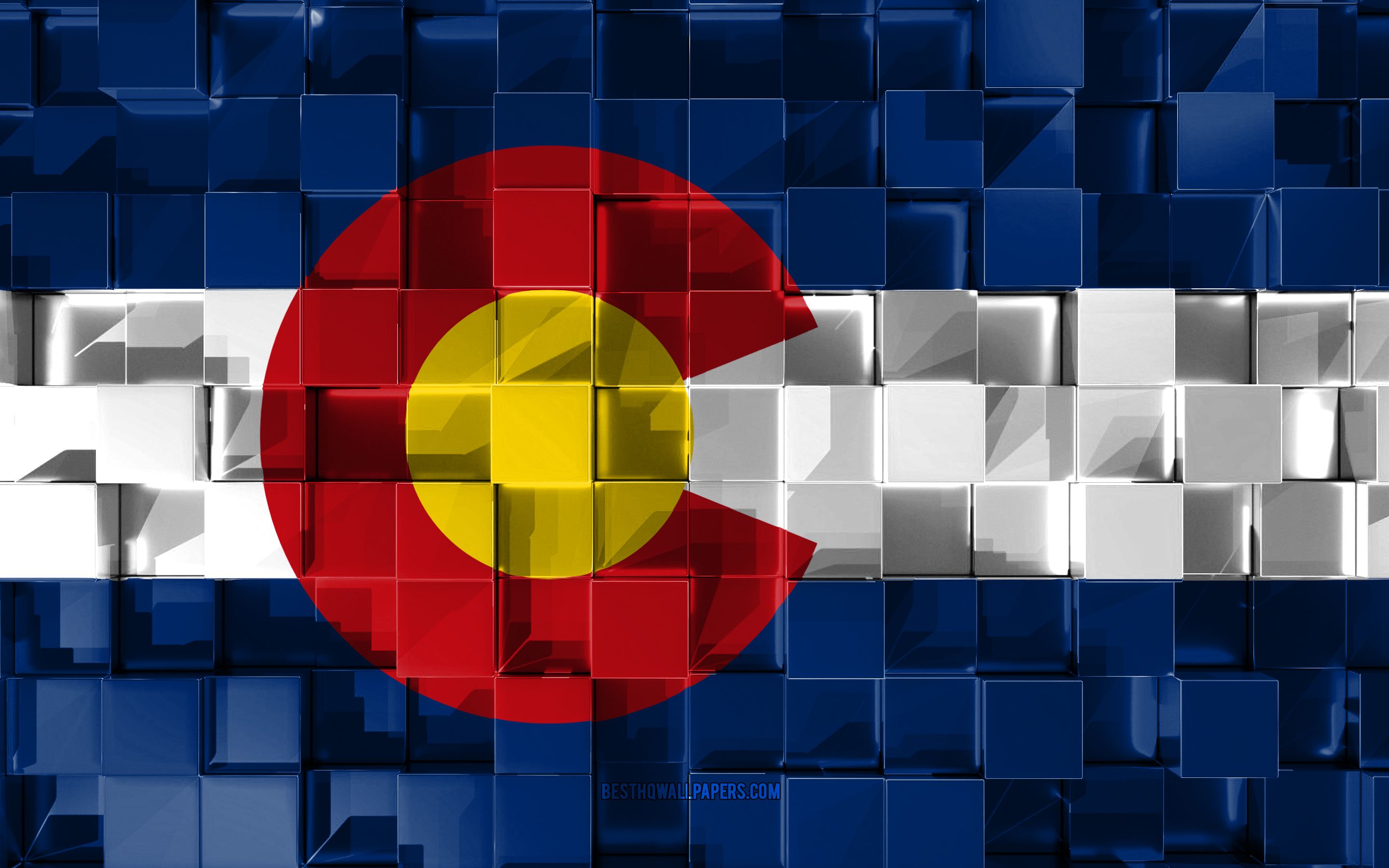 Download wallpaper Flag of Colorado, 3D flag, US state, 3D cubes texture, Flags of American states, 3D art, Colorado, USA, 3D texture, Colorado flag for desktop with resolution 2880x1800. High Quality HD