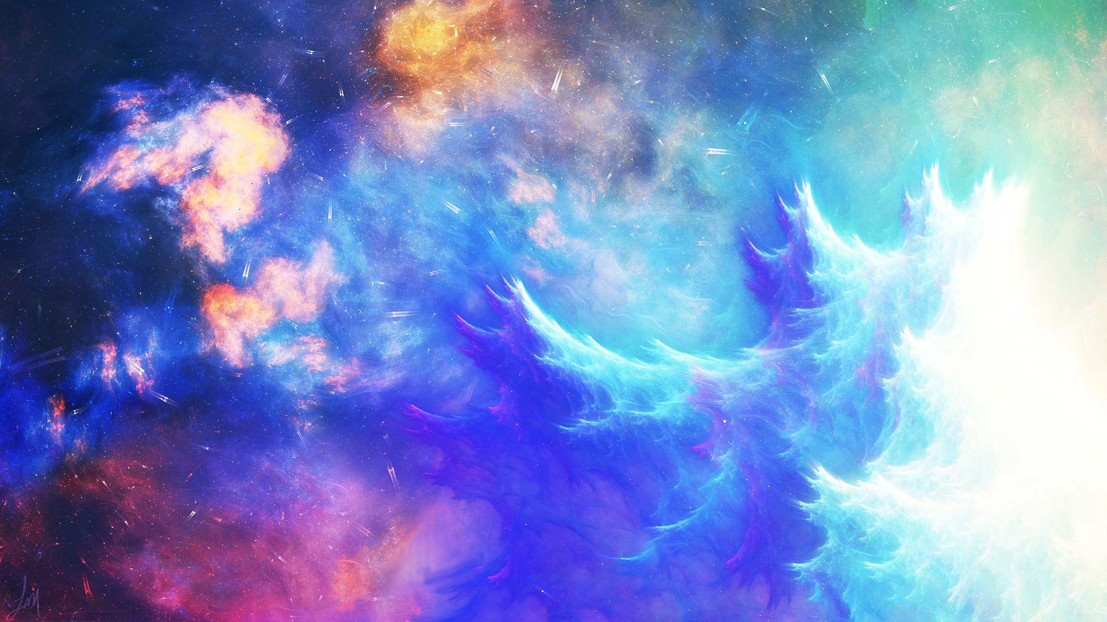 Space Colorful Waves Abstract 4K Wallpaper