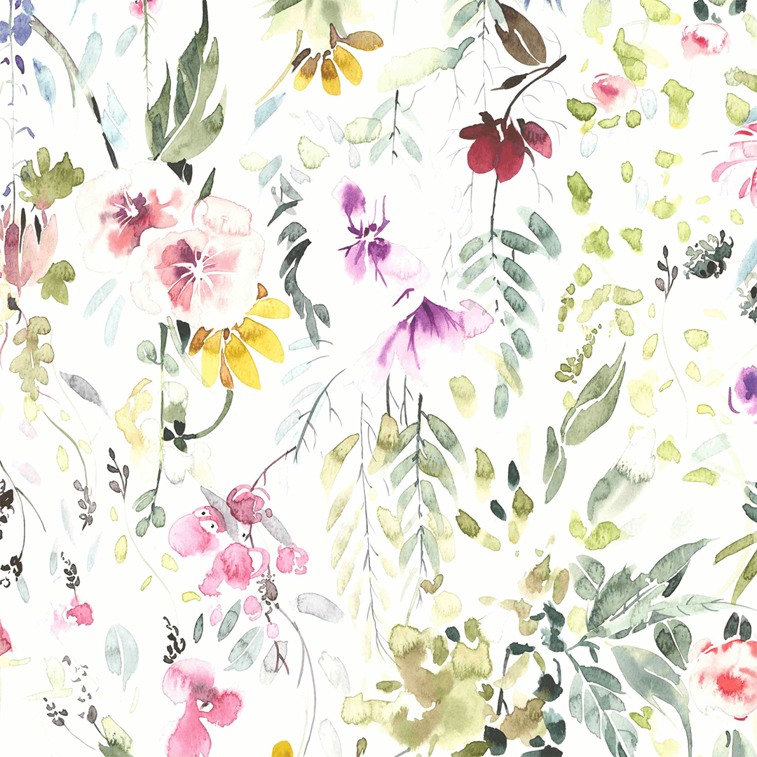 Meadow Floral Wallpaper. Watercolor Floral Nursery Wallpaper