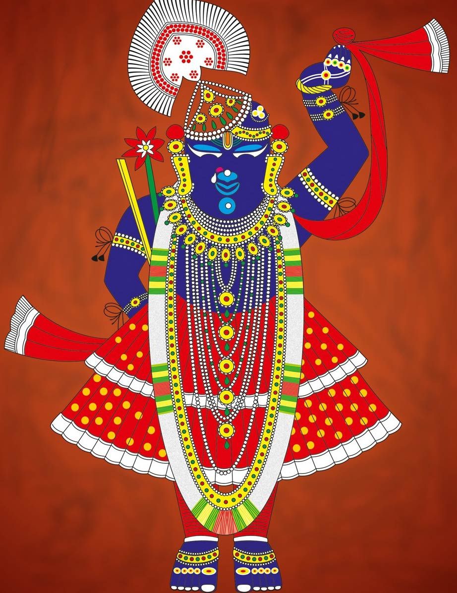 Matte Best Srinathji Yamunaji Mahaprabhuji Painting On canvas, Size: 36  Inches X 24 Inches