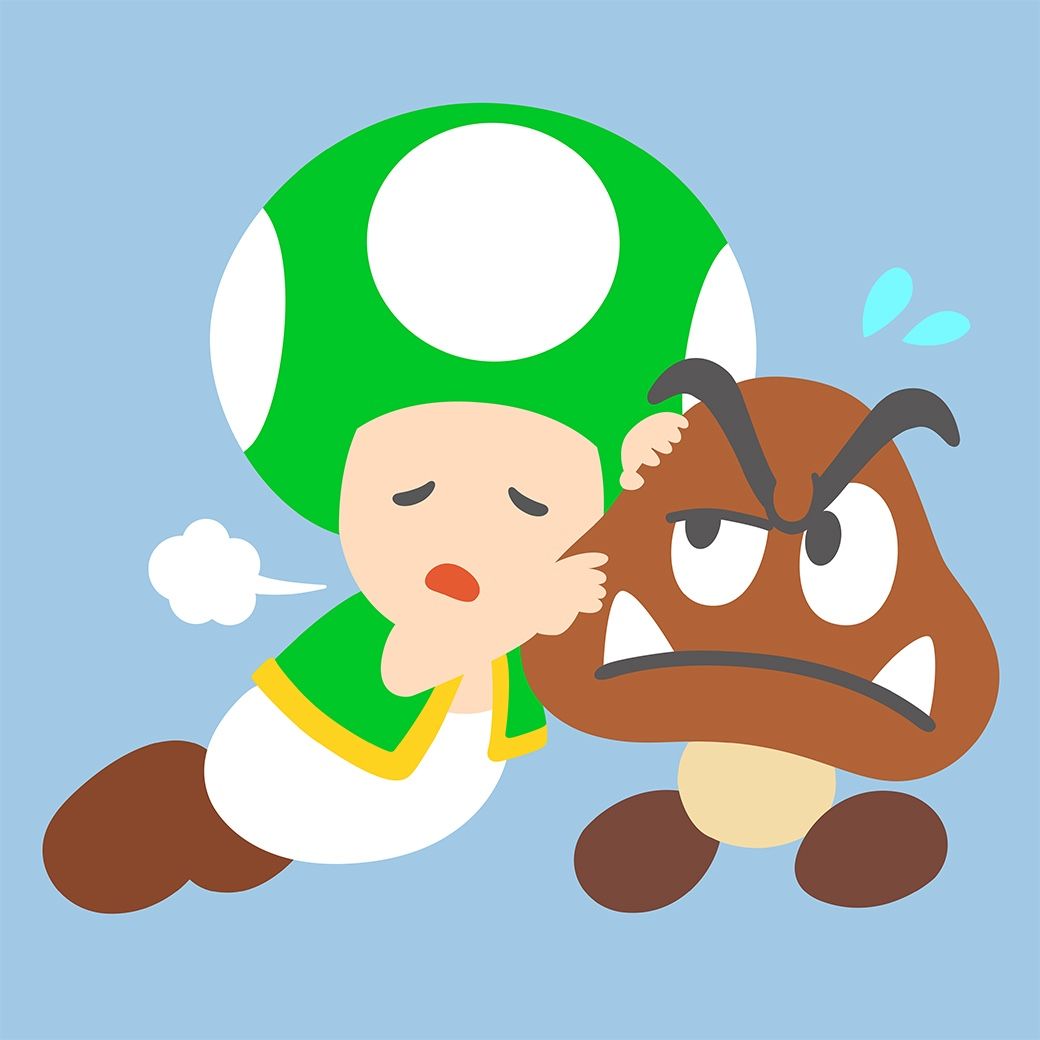 Nintendo Line Toad resting on Goomba. Mario and luigi, Super mario brothers, Super mario bros