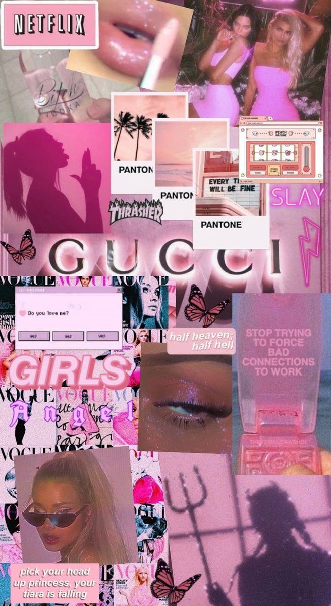 Pink Gucci Babe Pink Aesthetic Collage Wallpaper. Aesthetic pastel wallpaper, iPhone wallpaper tumblr aesthetic, Aesthetic iphone wallpaper