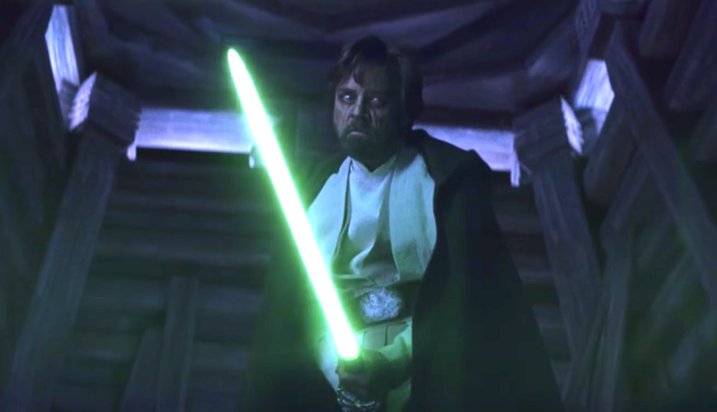 Star Wars this where Luke Skywalker's green lightsaber is?