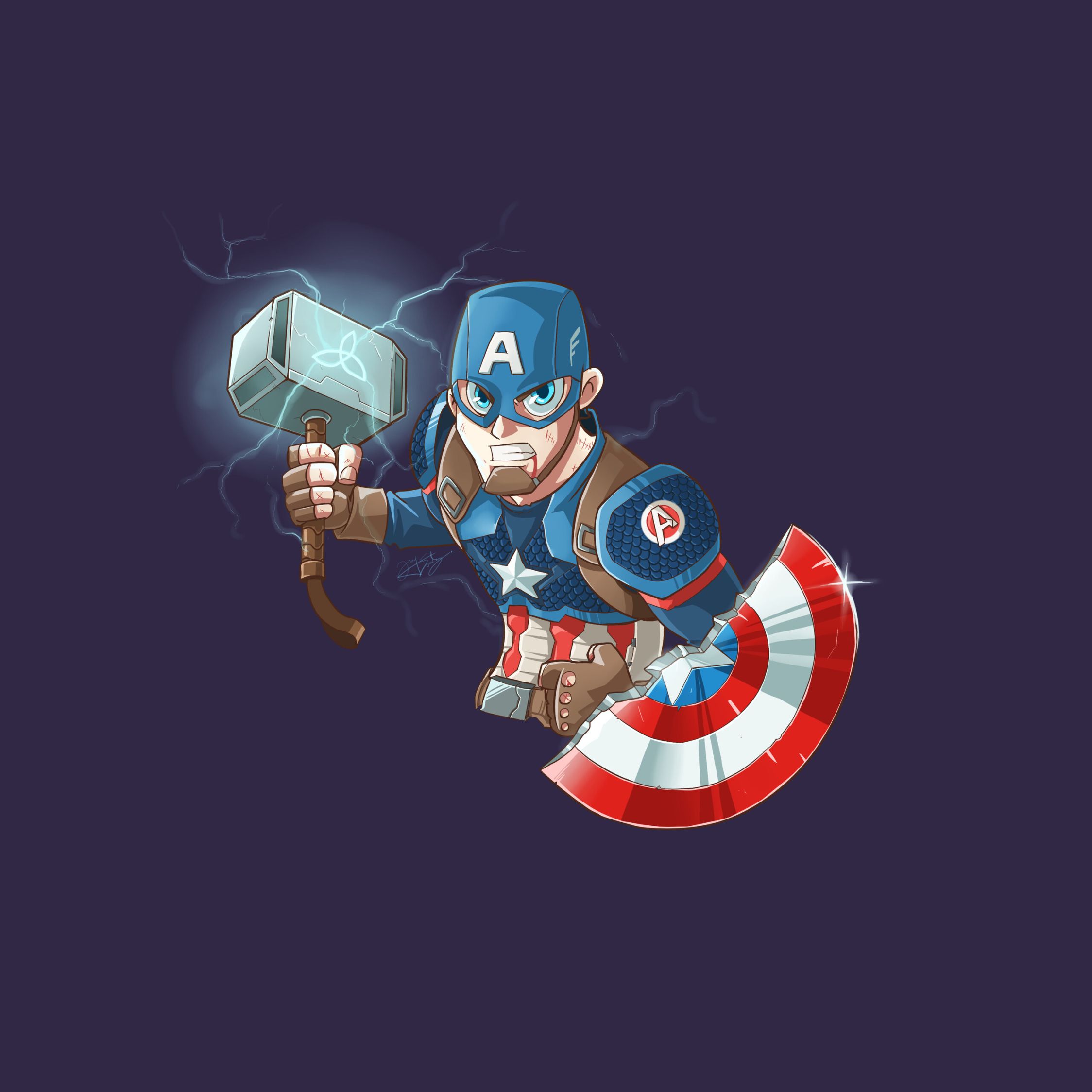 Captain America with Mjolnir and Shield Art 2248x2248 Resolution Wallpaper, HD Artist 4K Wallpaper, Image, Photo and Background