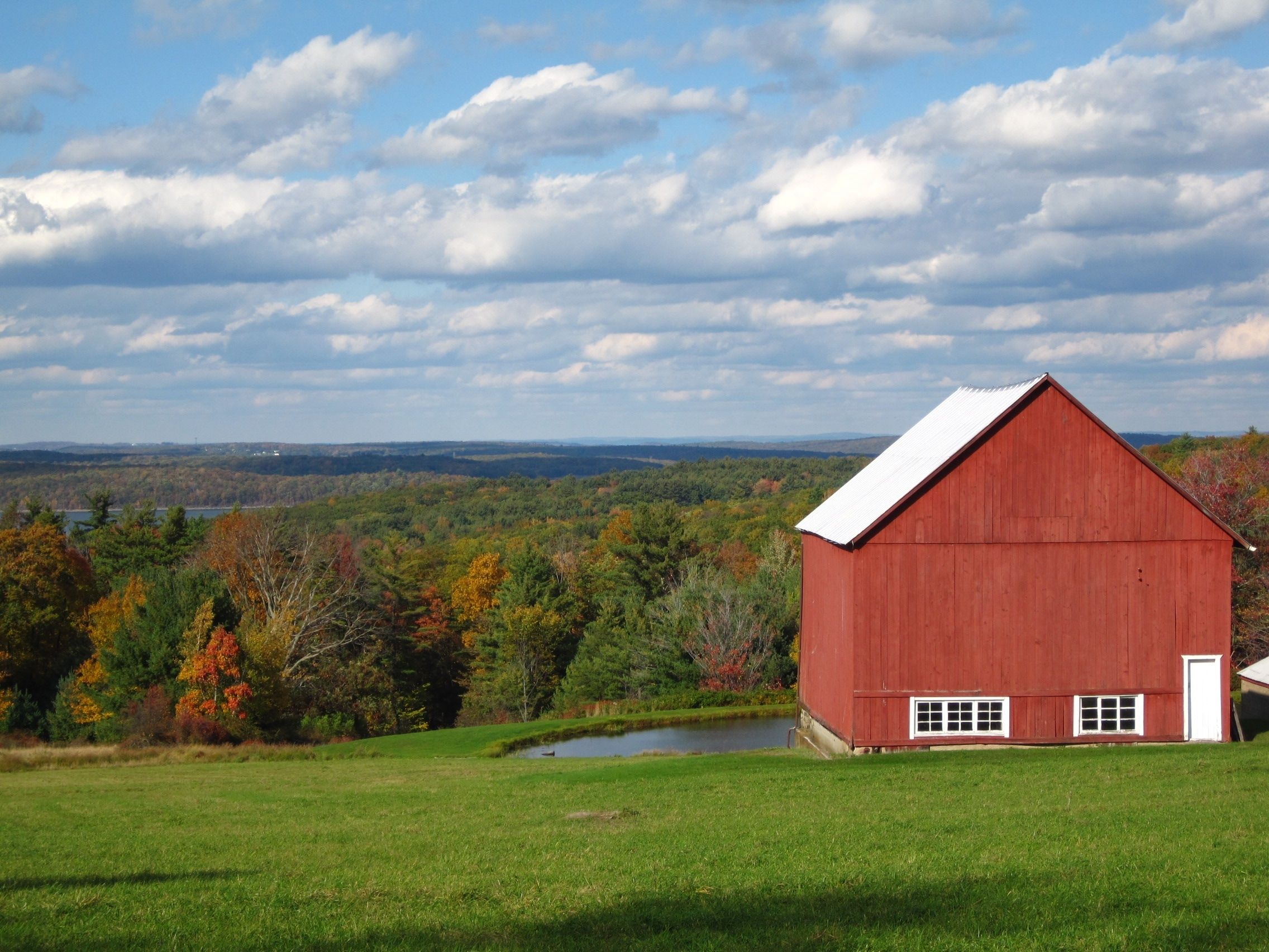 red barn on grass field free image