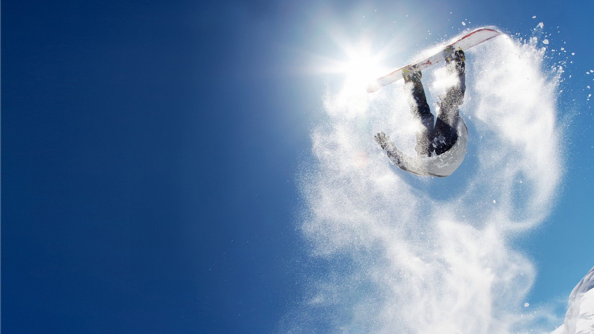 Wallpaper Snowboard backflip, snow splash 1920x1080 Full HD 2K Picture, Image