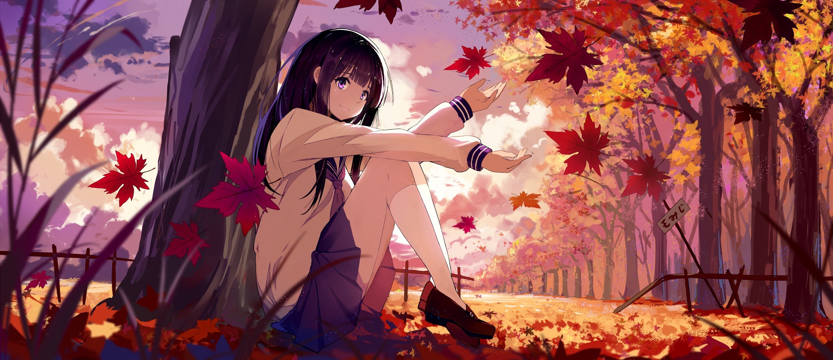Chitanda Eru, Hyouka, Autumn HD Anime Wallpaper