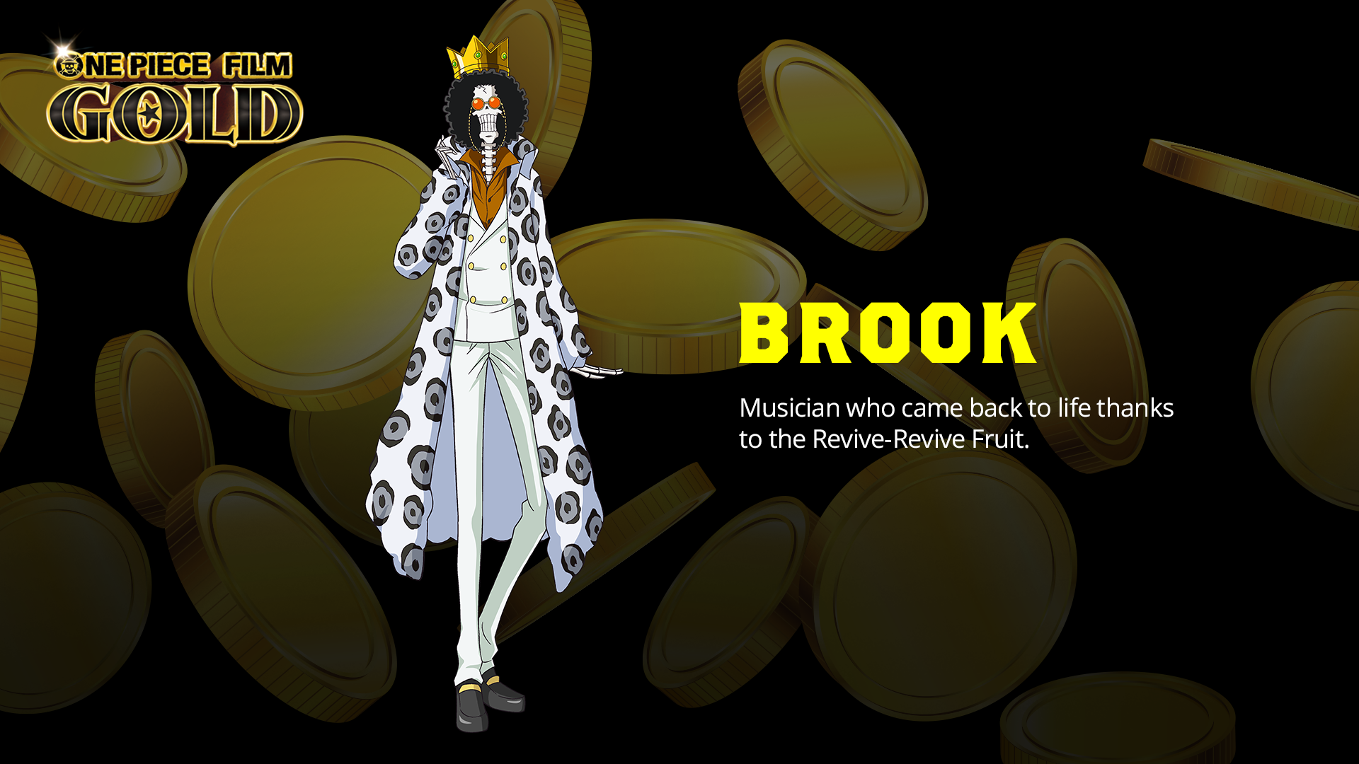 Brook film gold  Manga anime one piece, One piece photos, Brooks one piece