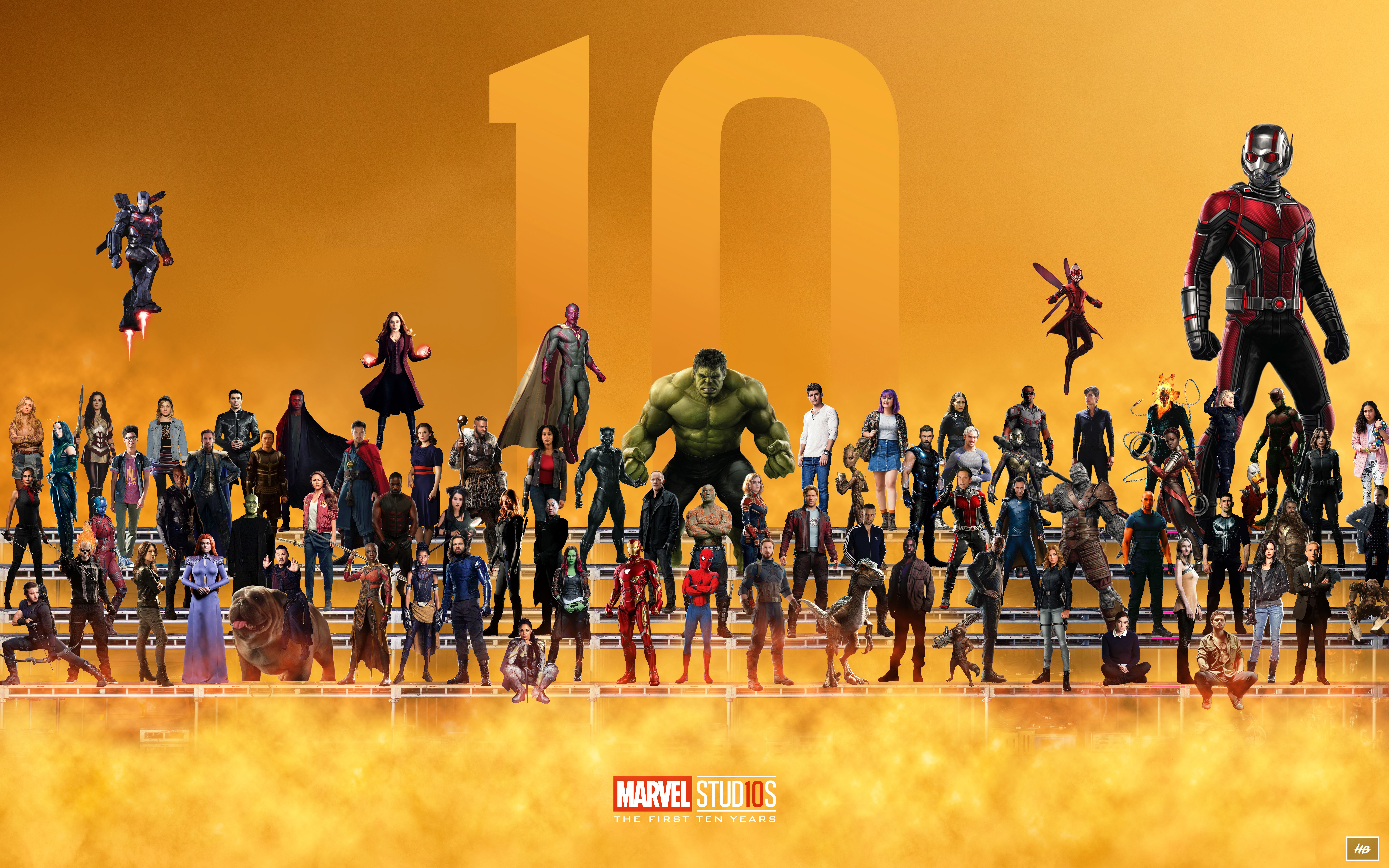 Wallpaper Superheroes, Marvel Comics, Marvel Cinematic Universe, 10th Anniversary, Creative Graphics,. Wallpaper for iPhone, Android, Mobile and Desktop