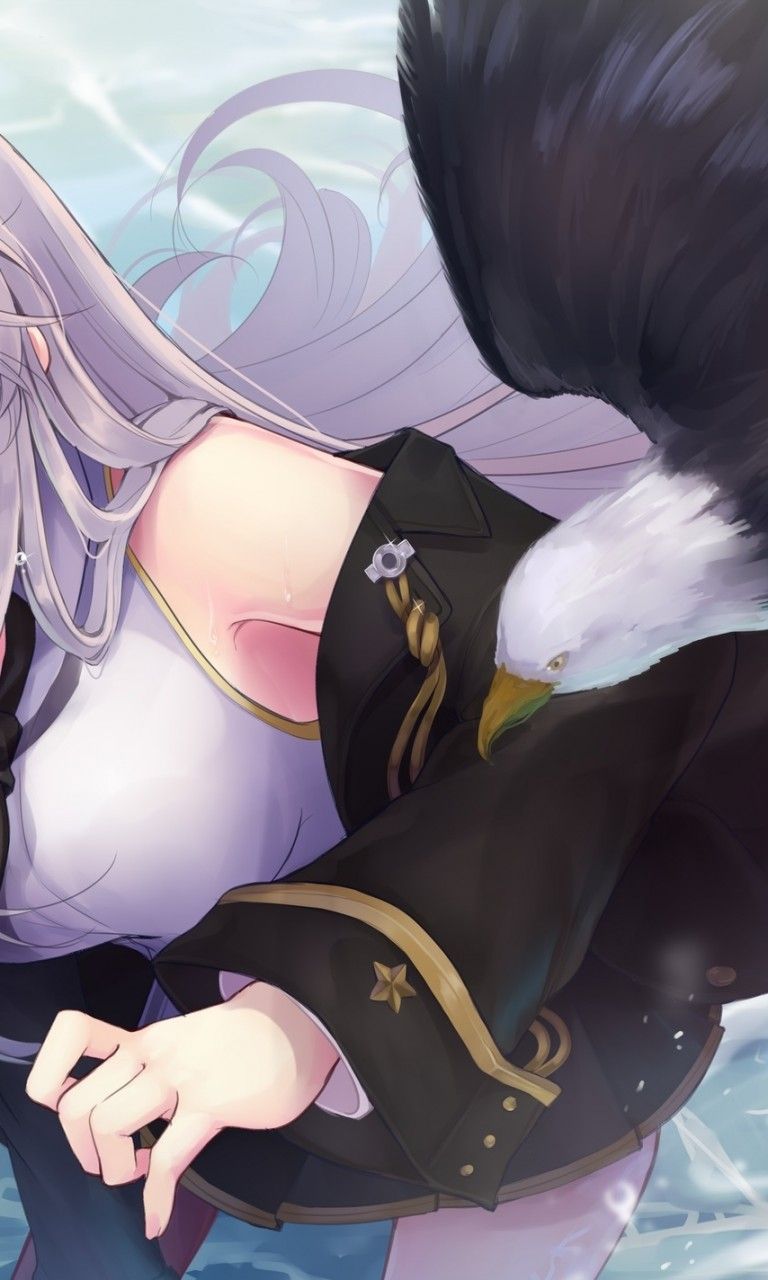 Download 768x1280 Azur Lane, Enterprise, Eagle Union, Smiling, Long Hair, Bilan Hangxian Wallpaper for Galaxy SIV, Nokia Lumia 925,1020, Acer Picasso