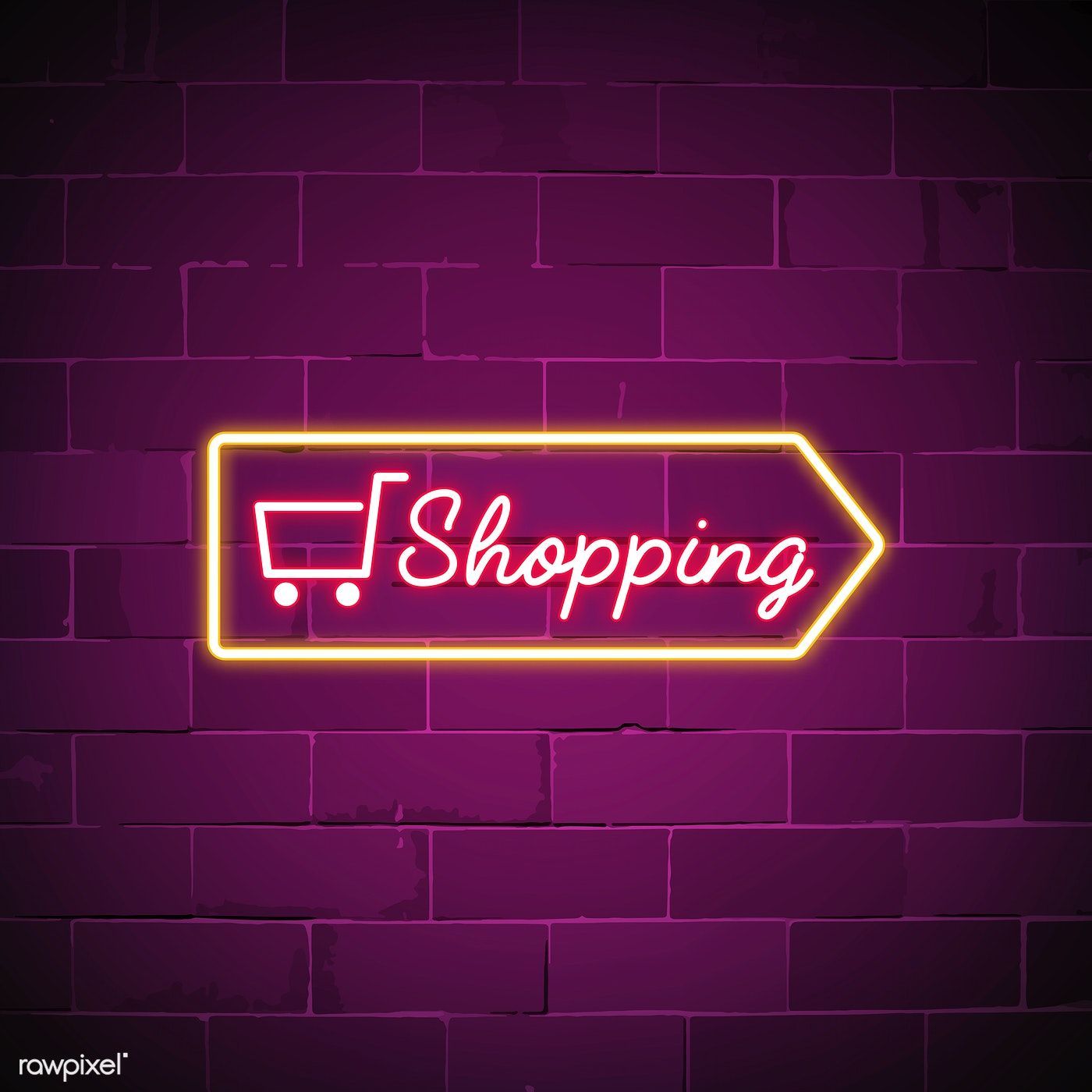 Shopping cart neon sign vector. free image / NingZk V. Neon signs, Neon, Logo online shop