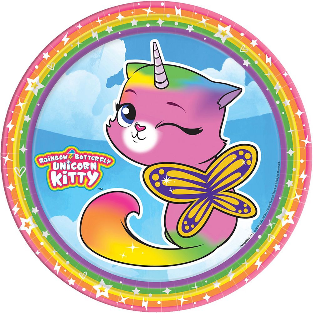 Rainbow Butterfly Unicorn Kitty Lunch Plates 8ct. Party City Canada