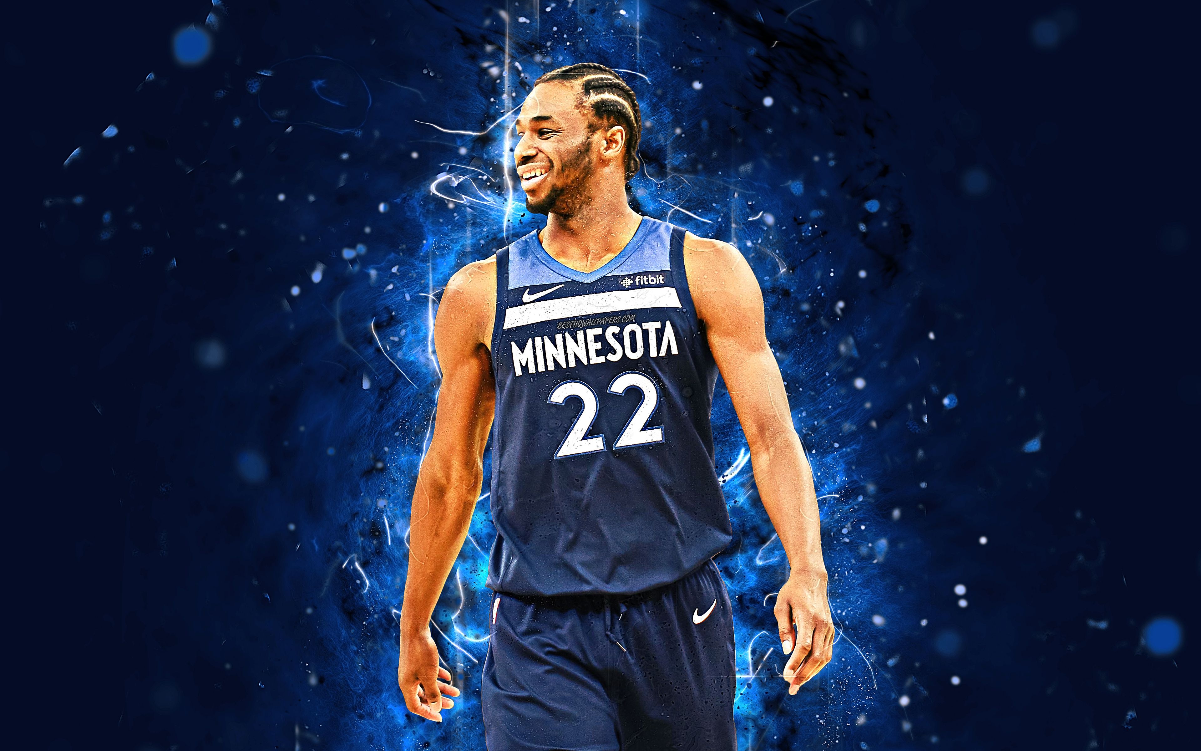 Download wallpaper Andrew Wiggins, 4k, abstract art, NBA, basketball stars, Minnesota Timberwolves, Wiggins, neon lights, basketball, creative for desktop with resolution 3840x2400. High Quality HD picture wallpaper