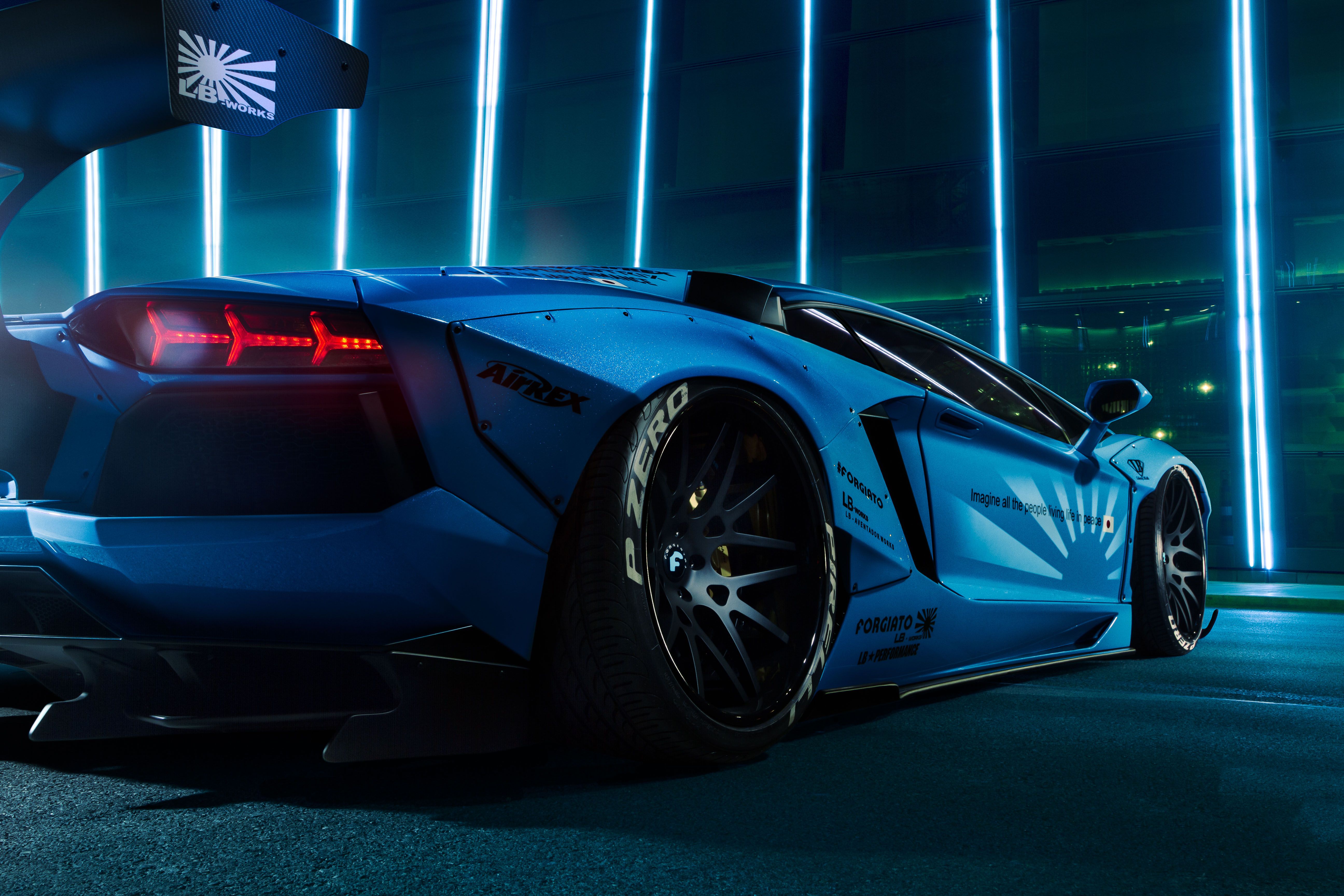 #Lamborghini Aventador, #LB Performance, #Blue, #Body kit, K HD Wallpaper