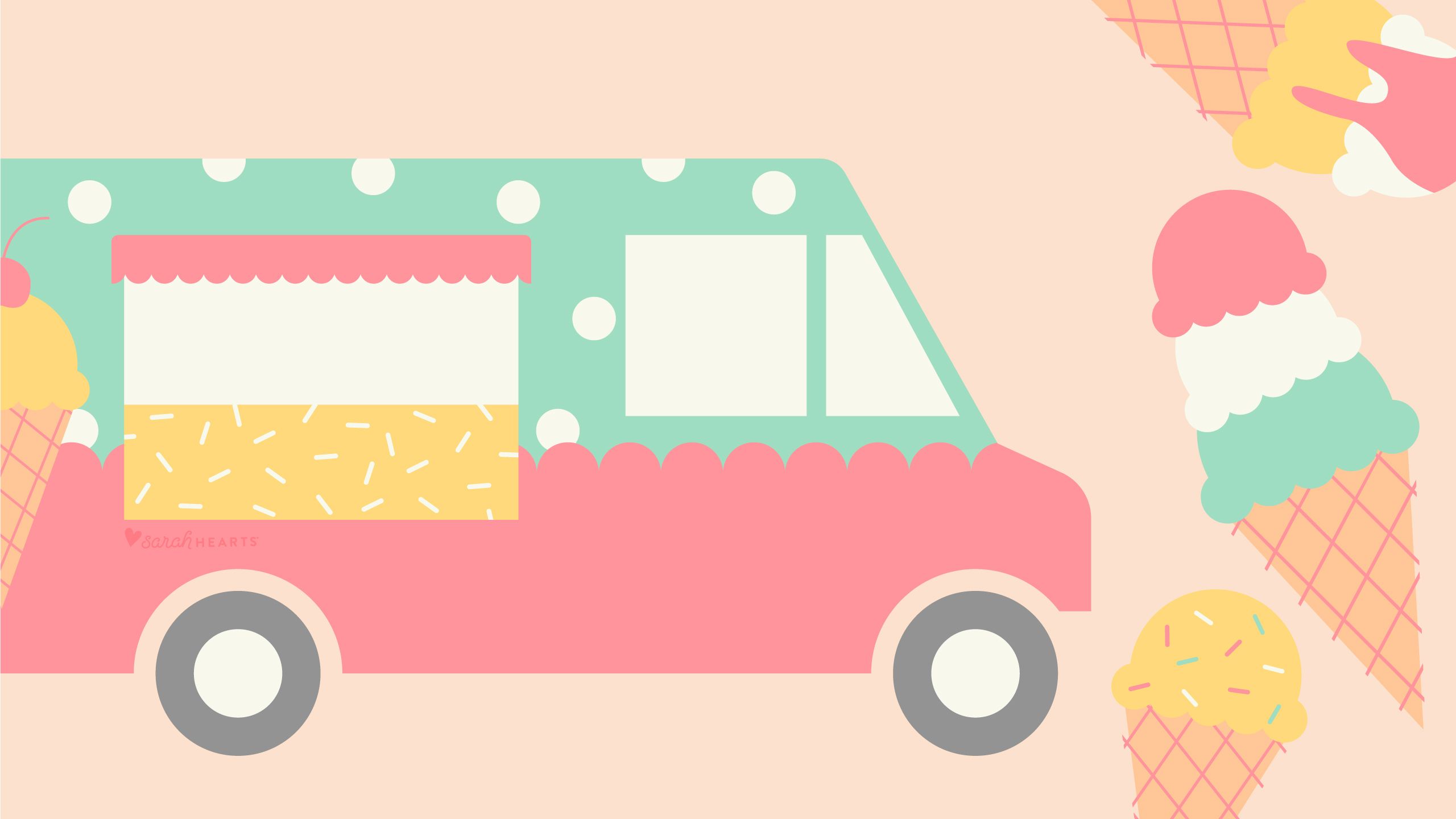 July 2020 Ice Cream Truck Calendar Wallpaper