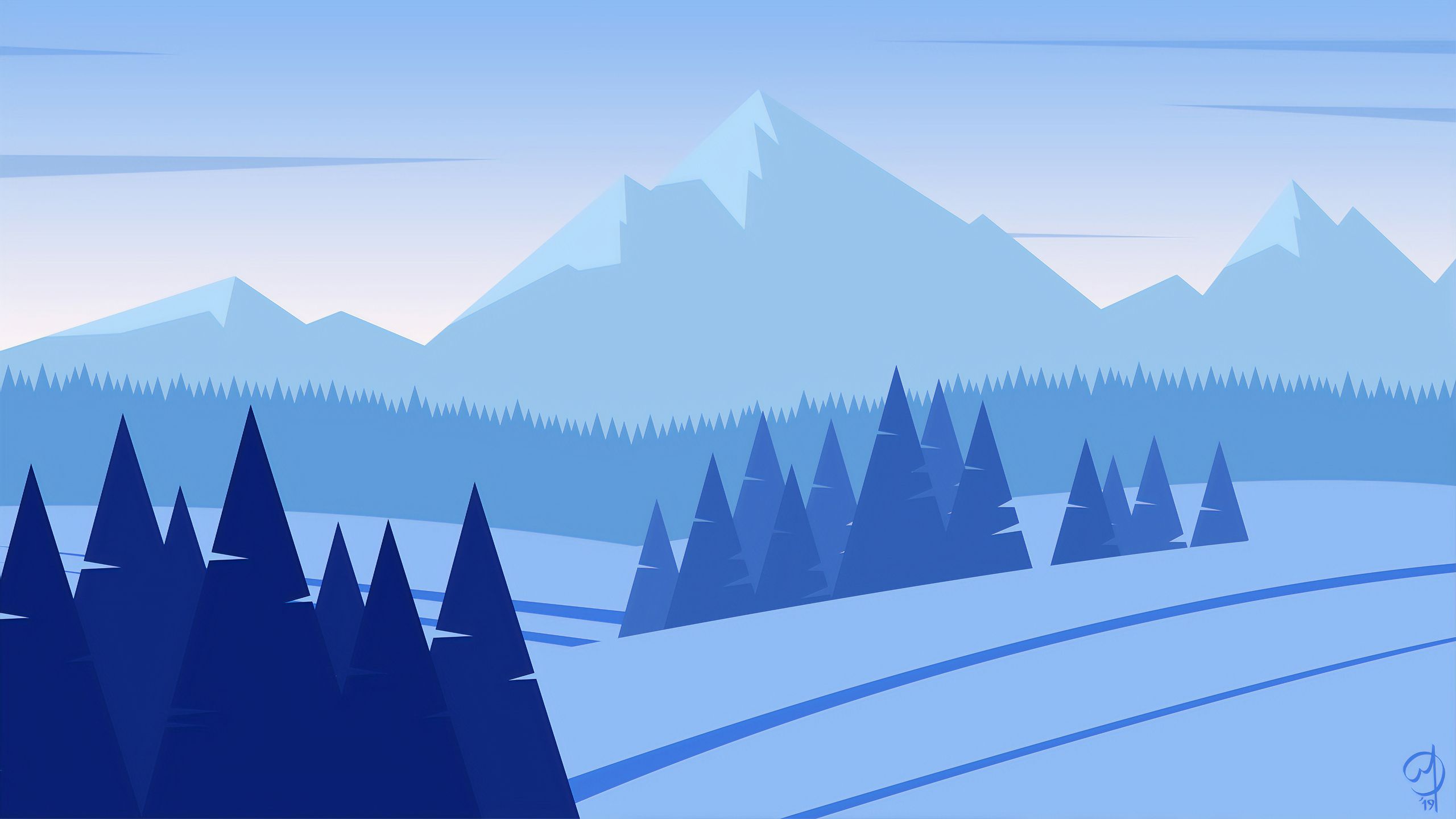 Minimalist Mountains Snow 4k 1440P Resolution HD 4k Wallpaper, Image, Background, Photo and Picture