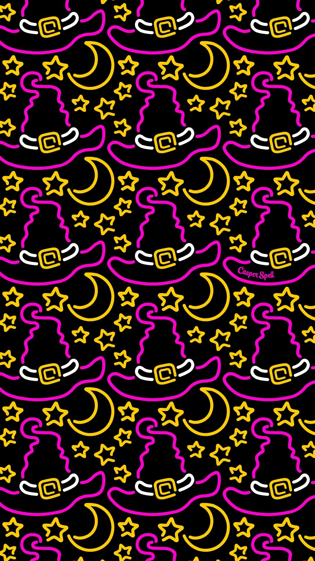 Neon witch pattern sign witches witchcraft coven Halloween cute spooky repeat surface design art ill. Halloween wallpaper, Witchy wallpaper, Halloween background