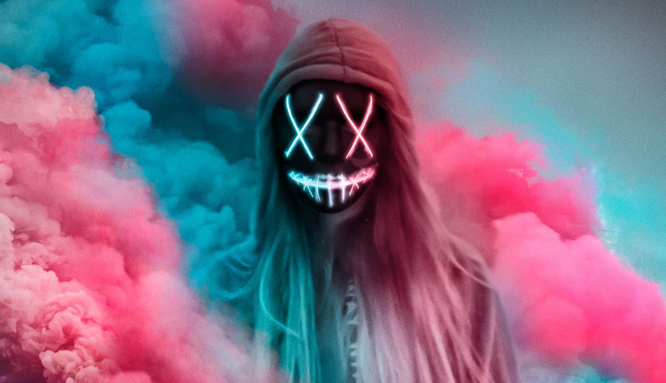 Neon Mask Girl Colorful Gas Laptop HD HD 4k Wallpaper, Image, Background, Photo and Picture
