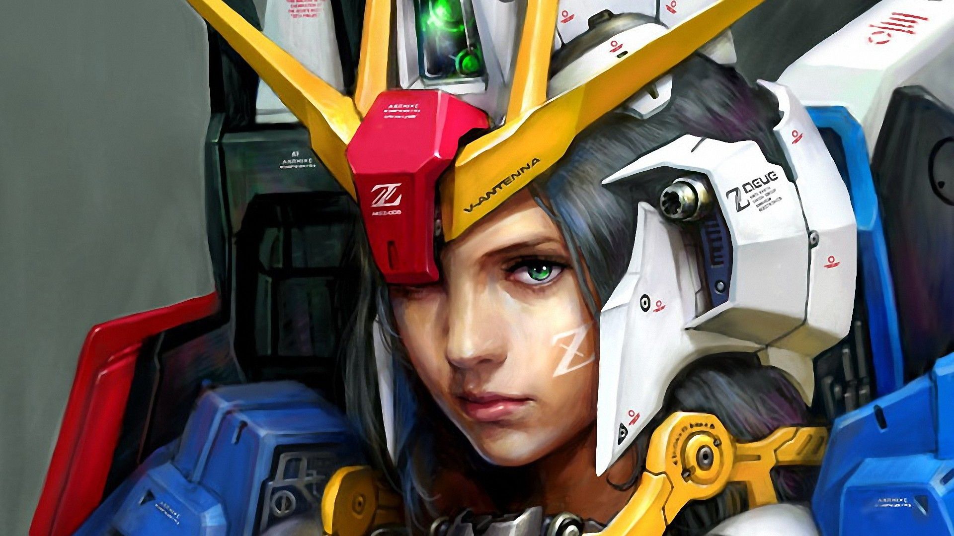Women gundam mech mobile suit zeta gundam green eyes artwork 1920x1080 wallpaper Abstract Arts HD wallpaperx1080